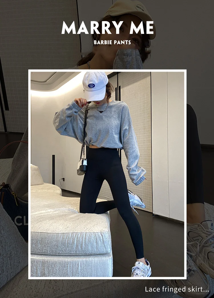 BIVIGAOS Spring New Leisure Shark Leggings Pants Women's Slim Tight-Fitting Elastic High Waist Black Sports Fitness Leggings
