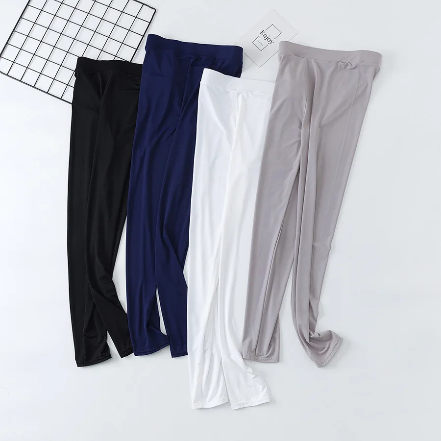 Nylon Ice Silk Leggings Women High Waist Big Size Tights Elastic Slim Outside Wearing Pants Summer Thin Style Leggings