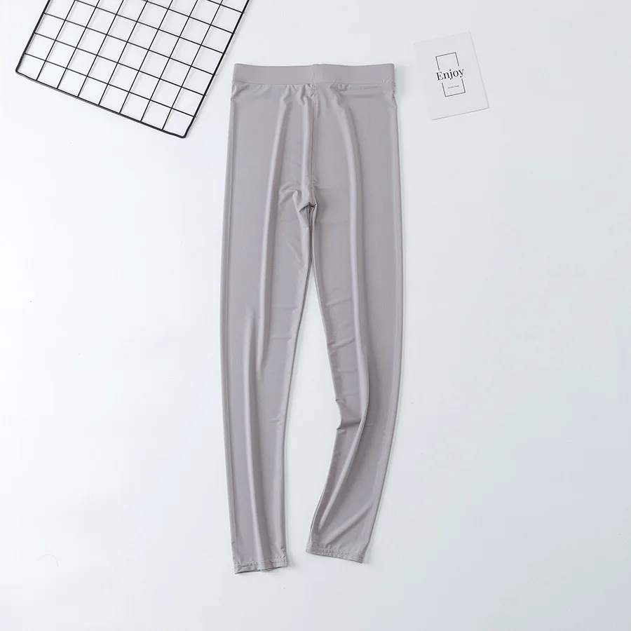Nylon Ice Silk Leggings Women High Waist Big Size Tights Elastic Slim Outside Wearing Pants Summer Thin Style Leggings