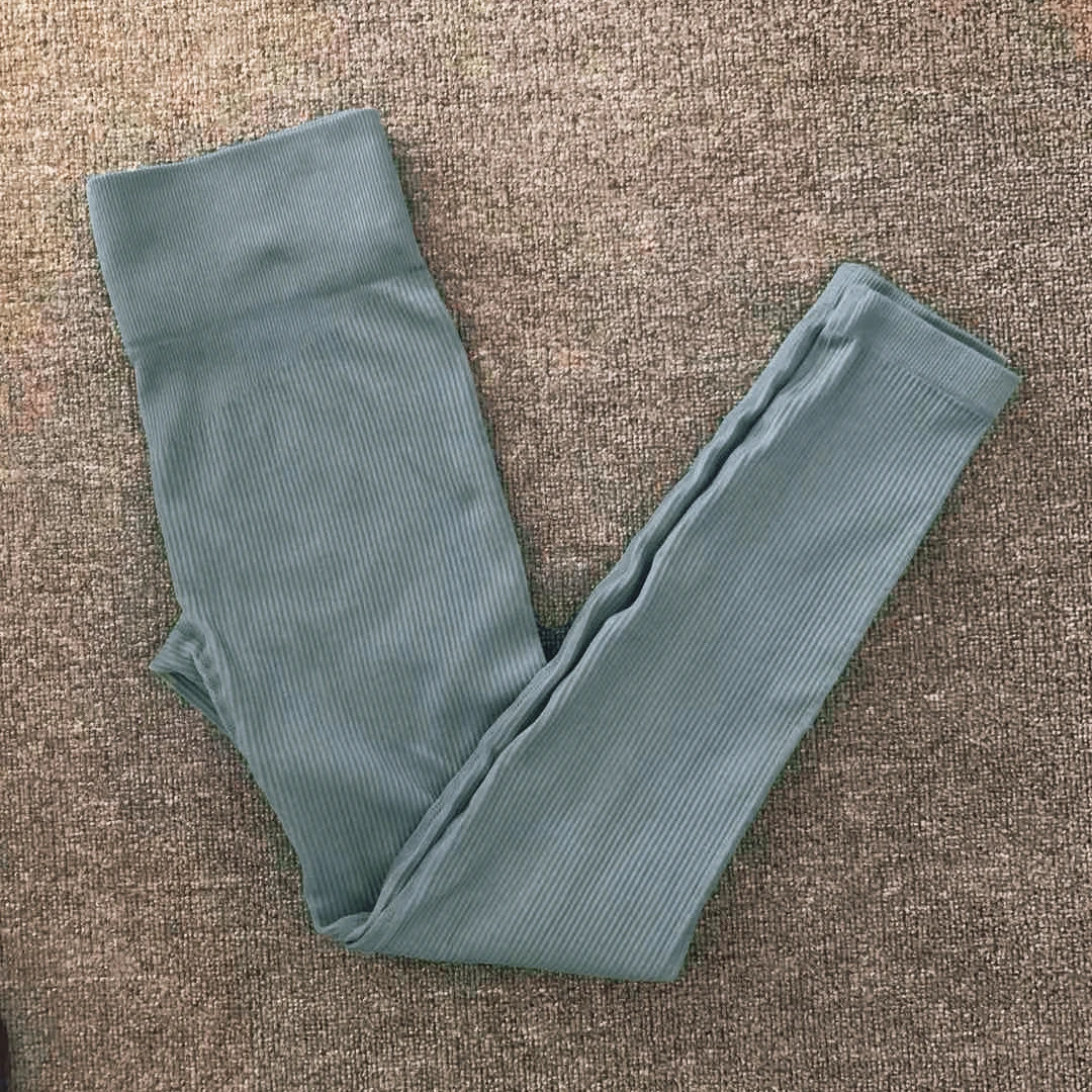 Women Knitted Fitness Cute Leggings Striped High Waist White Leggins Yoga Sports Gym Tights Casual Workout Outdoor Pnats