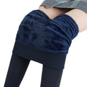 Ladies Pearl Velvet Footed Leggings Fleece Lined Thick Warm One Piece Thermal Pant Fall Winter Outer Wear Stretch Women Trousers
