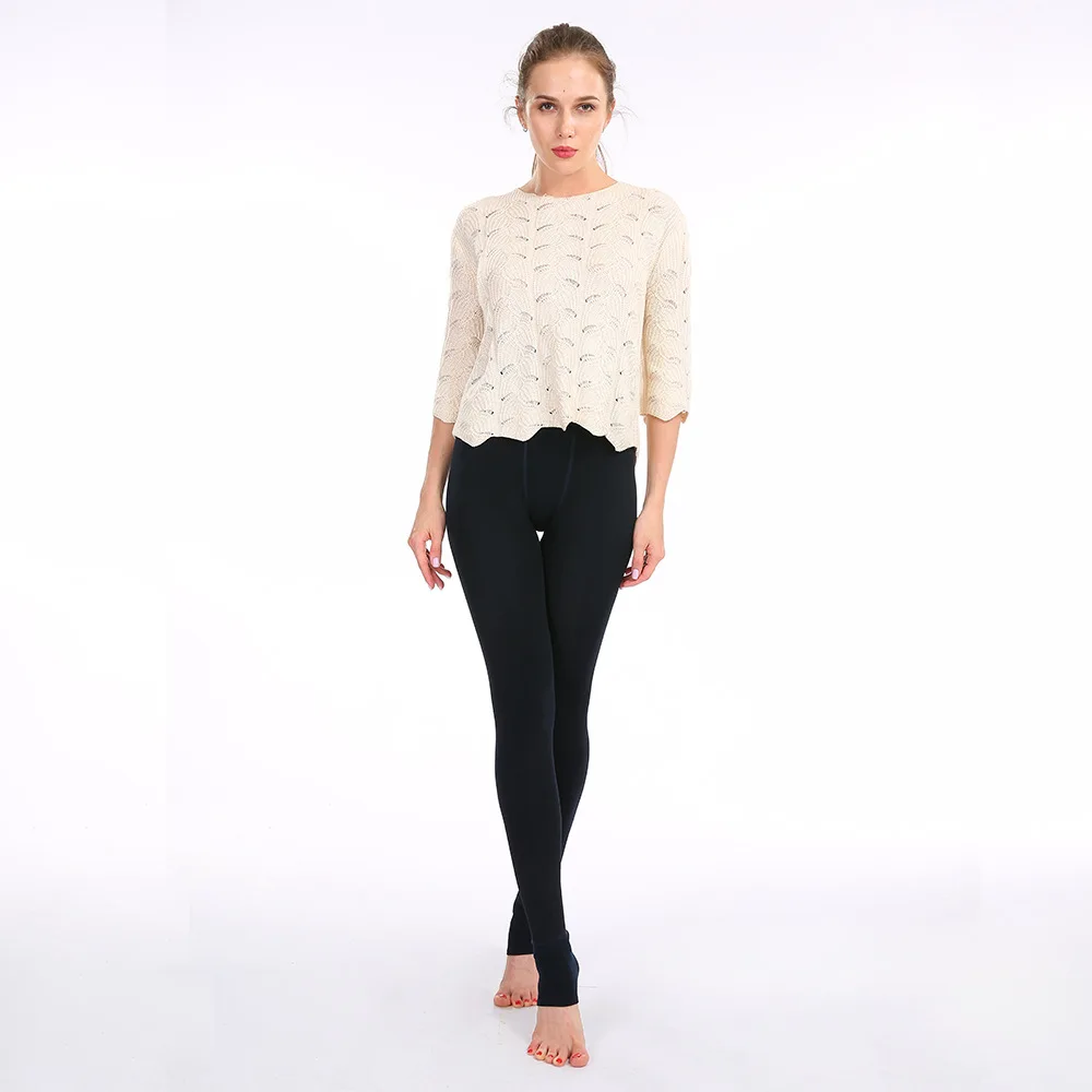Ladies Pearl Velvet Footed Leggings Fleece Lined Thick Warm One Piece Thermal Pant Fall Winter Outer Wear Stretch Women Trousers