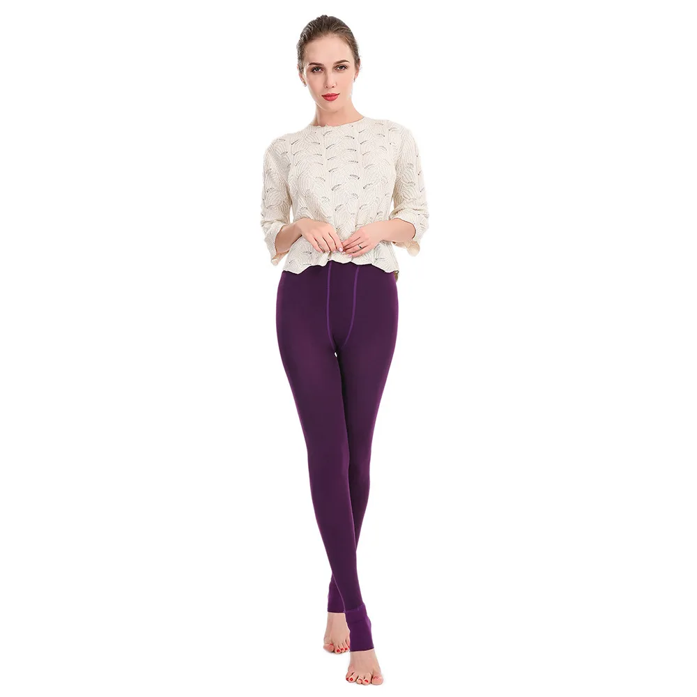Ladies Pearl Velvet Footed Leggings Fleece Lined Thick Warm One Piece Thermal Pant Fall Winter Outer Wear Stretch Women Trousers