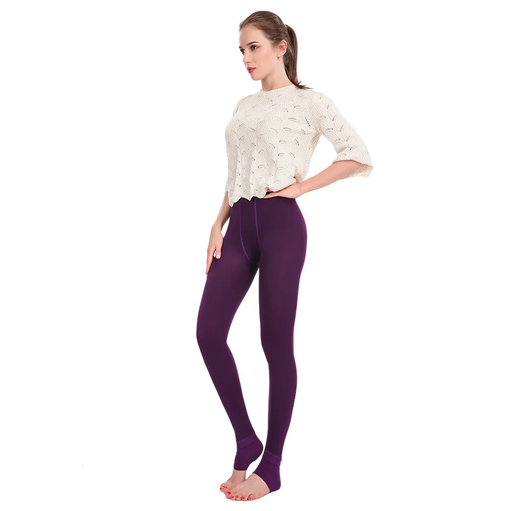 Ladies Pearl Velvet Footed Leggings Fleece Lined Thick Warm One Piece Thermal Pant Fall Winter Outer Wear Stretch Women Trousers