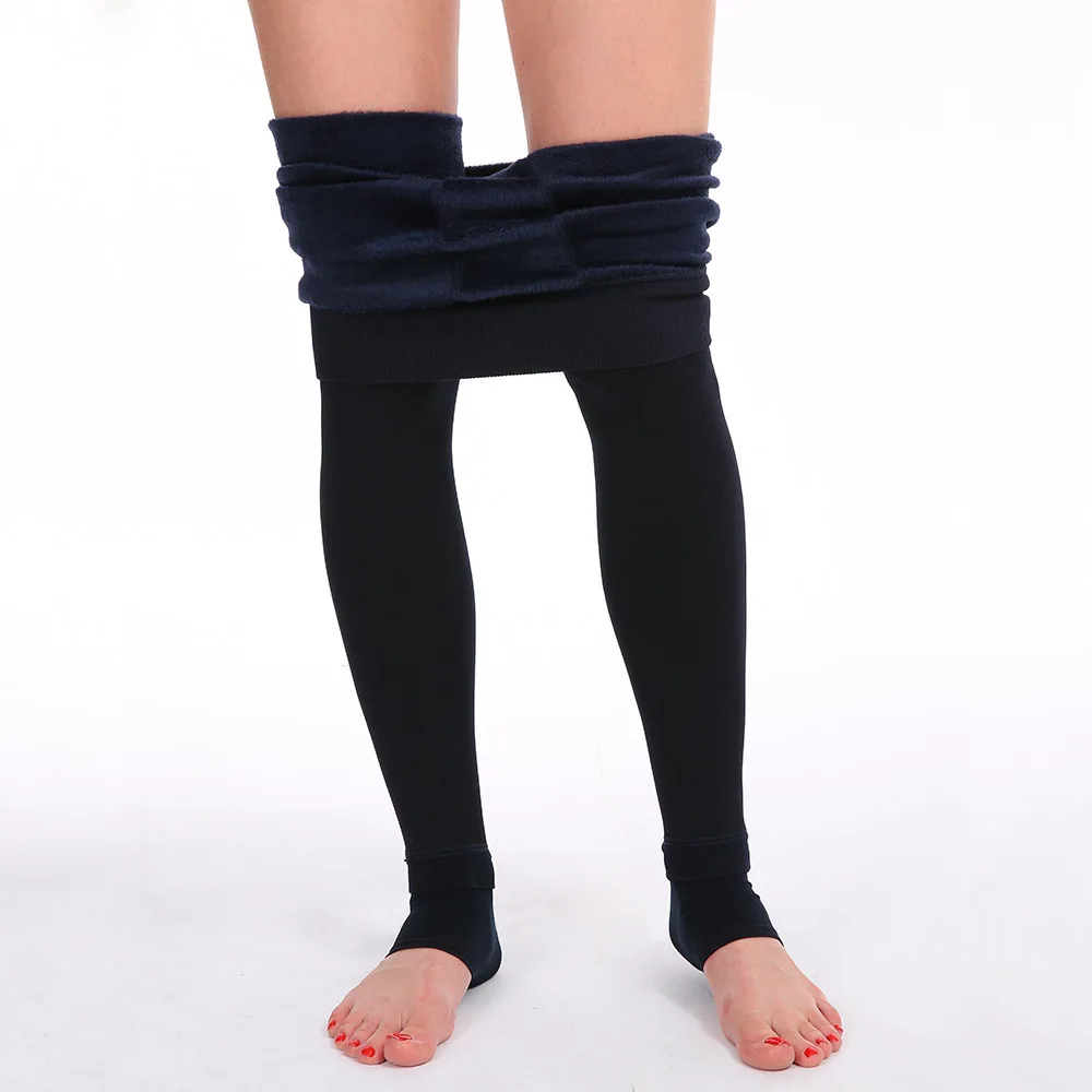 Ladies Pearl Velvet Footed Leggings Fleece Lined Thick Warm One Piece Thermal Pant Fall Winter Outer Wear Stretch Women Trousers