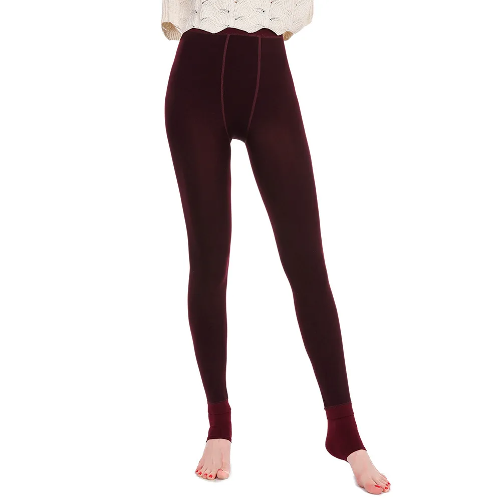 Ladies Pearl Velvet Footed Leggings Fleece Lined Thick Warm One Piece Thermal Pant Fall Winter Outer Wear Stretch Women Trousers