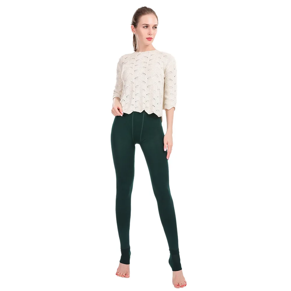 Ladies Pearl Velvet Footed Leggings Fleece Lined Thick Warm One Piece Thermal Pant Fall Winter Outer Wear Stretch Women Trousers