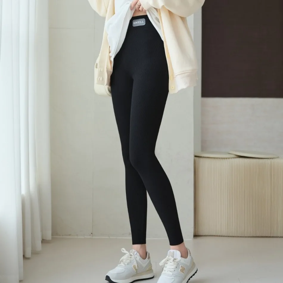 New Autumn Winter Kint Fleece Leggings Women's High Waist Black Outwear Tall Female Warm Thick Velvet Leggings for Women Pants