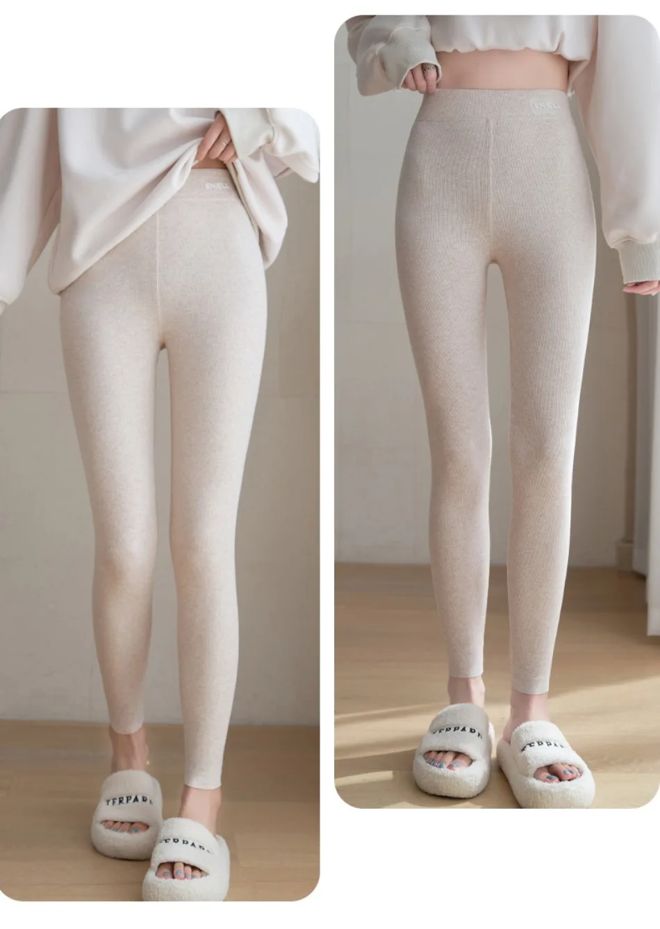 New Autumn Winter Kint Fleece Leggings Women's High Waist Black Outwear Tall Female Warm Thick Velvet Leggings for Women Pants