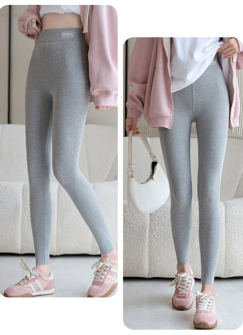 New Autumn Winter Kint Fleece Leggings Women's High Waist Black Outwear Tall Female Warm Thick Velvet Leggings for Women Pants