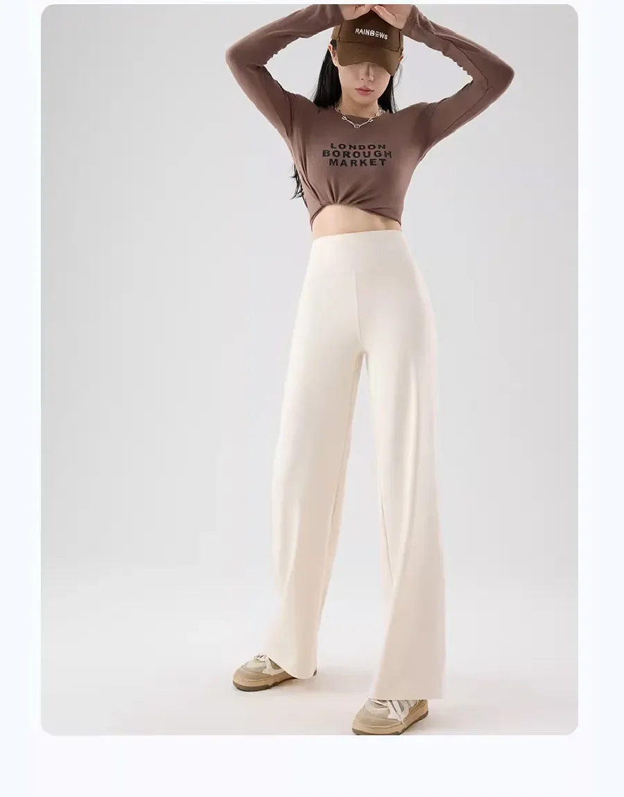 High Waisted Straight Leg Yoga Pants for Women Naked Feeling Butt Lifting Loose Fit Workout Trousers Slimming Gym Pants
