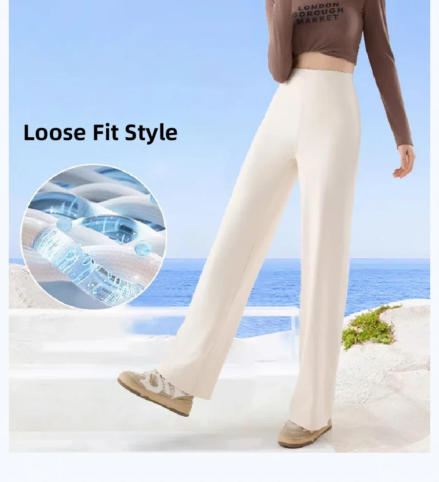 High Waisted Straight Leg Yoga Pants for Women Naked Feeling Butt Lifting Loose Fit Workout Trousers Slimming Gym Pants