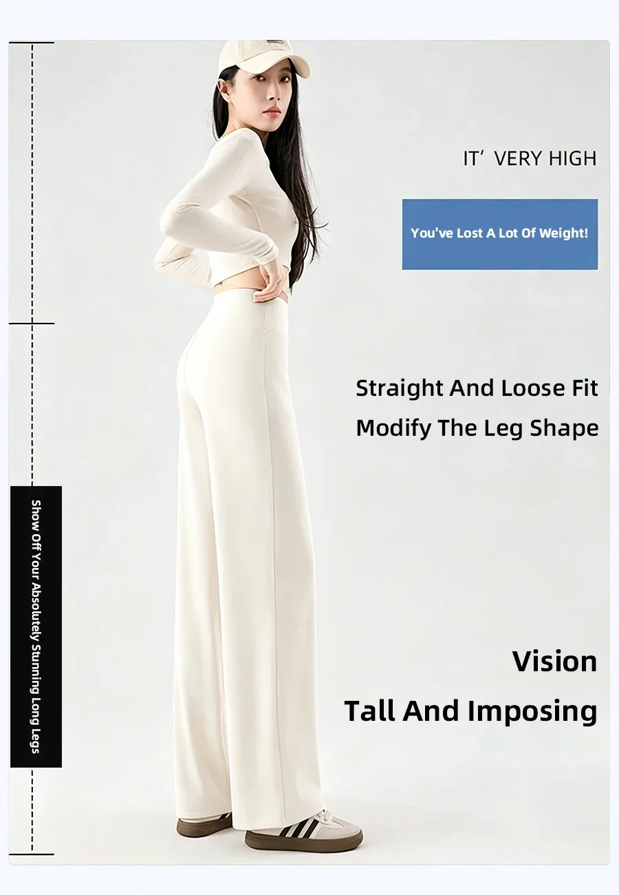 High Waisted Straight Leg Yoga Pants for Women Naked Feeling Butt Lifting Loose Fit Workout Trousers Slimming Gym Pants