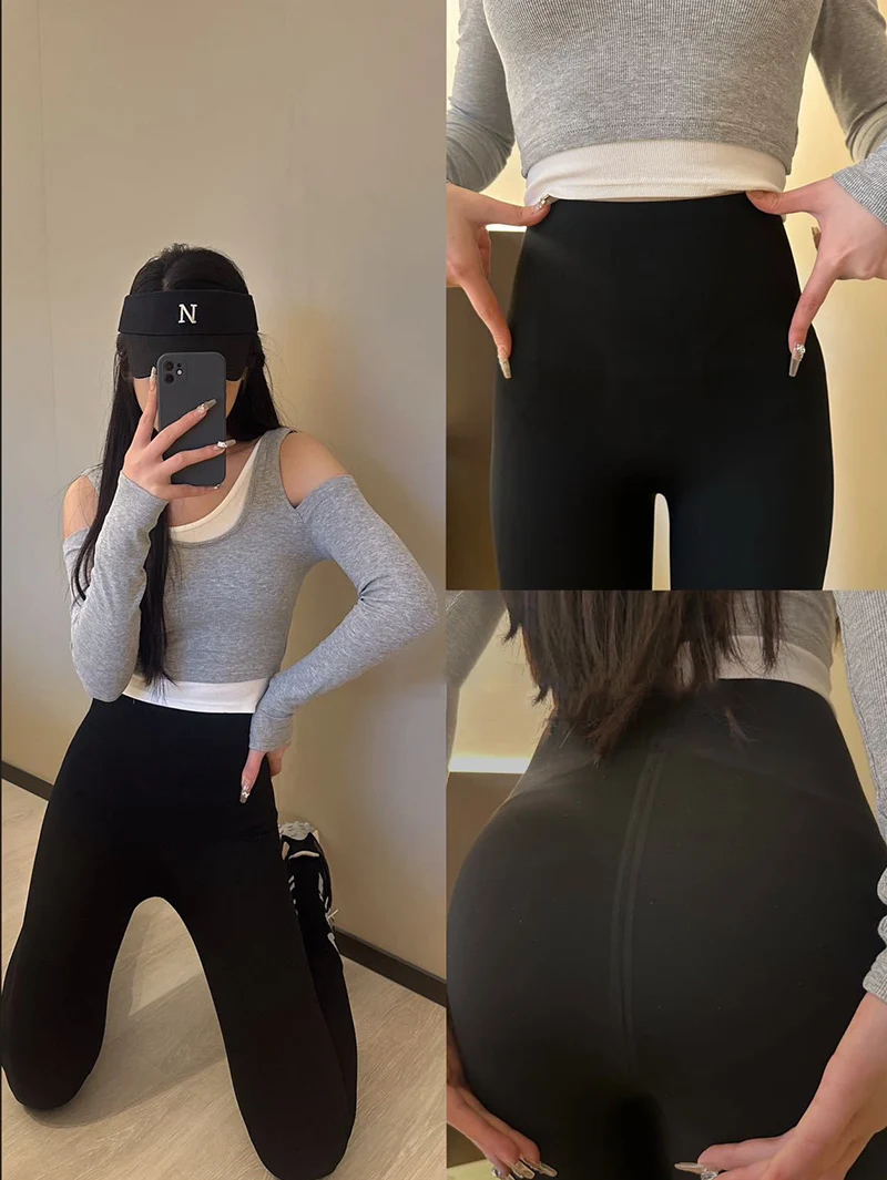 BIVIGAOS New Spring Autumn Shaping Lifting Leggings Women High Waist Butt Lifter Seamless Sports Fitness Sharkskin Leggings