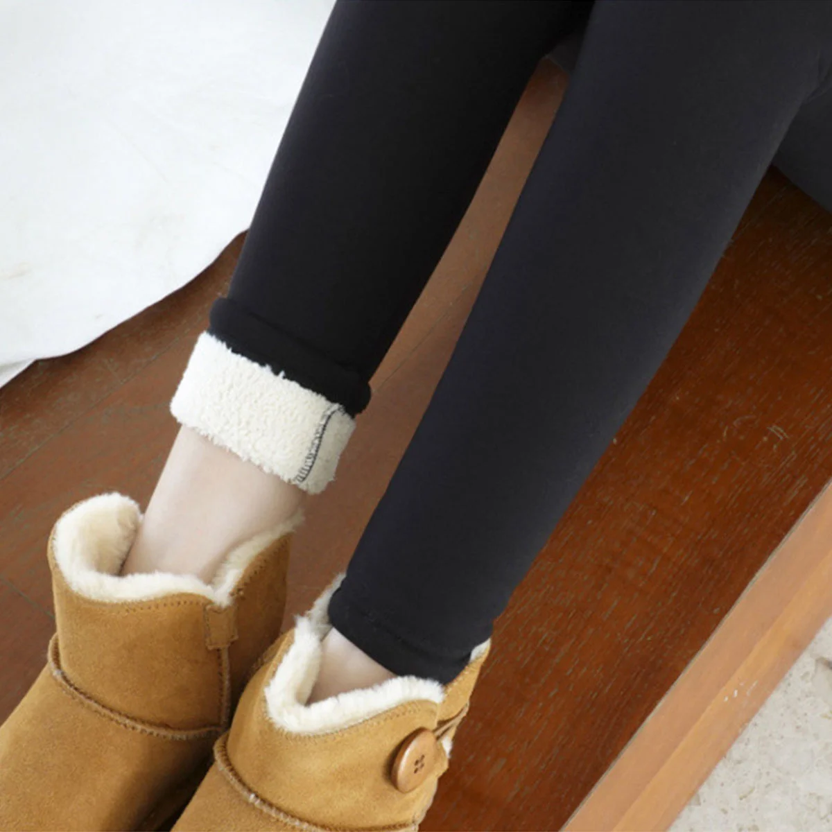 Embroidered Thick Fleece Leggings Women Thermal Pants High Waist Elastic Solid Color Slim Winter Seamless Casual Tights Leggings