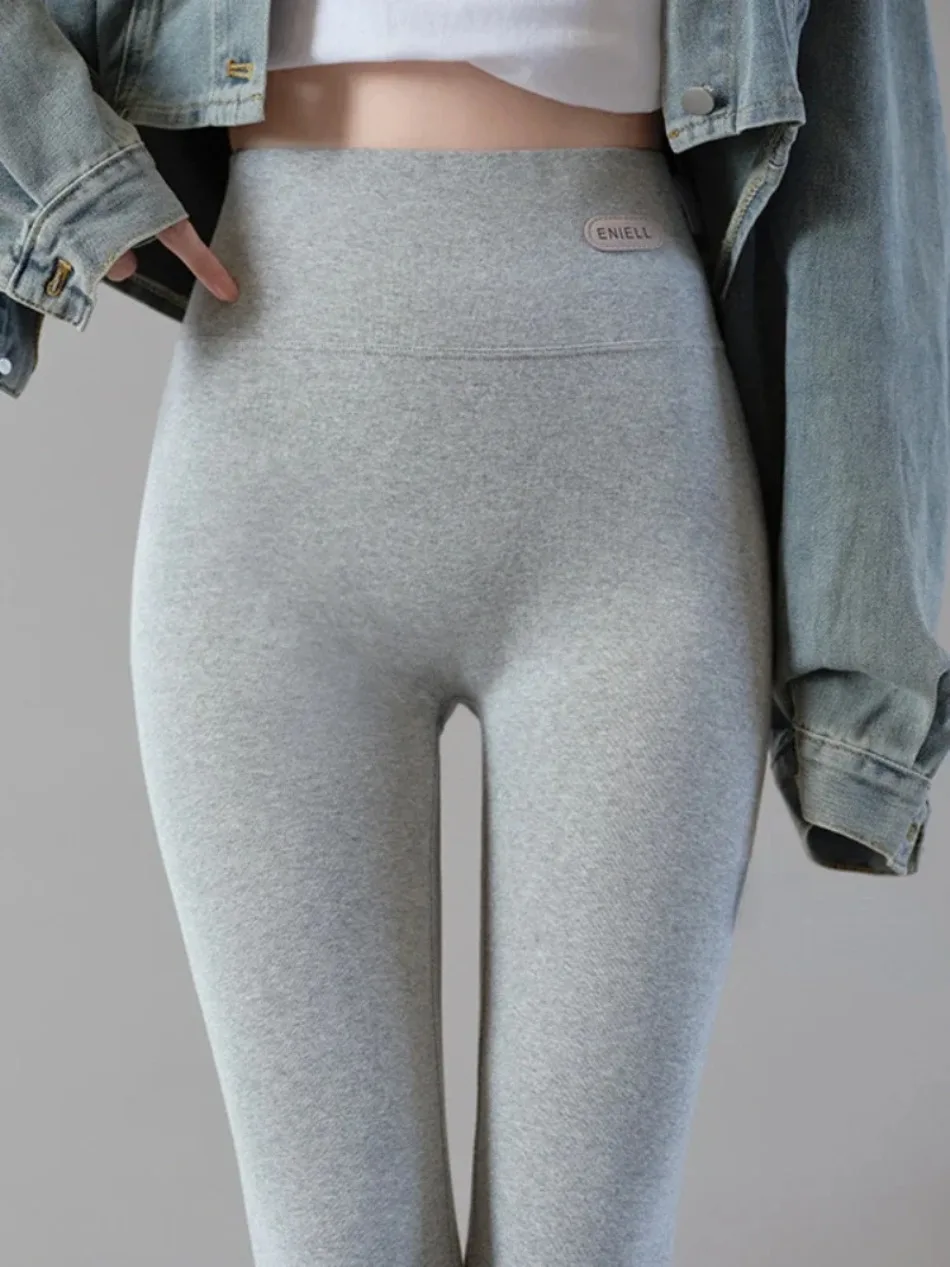 Spring Autumn Women's Knit Leggings Cotton Slimming Tights Fleece Pant Black Stretch Gray Thick Warm Leggings for Women Clothing
