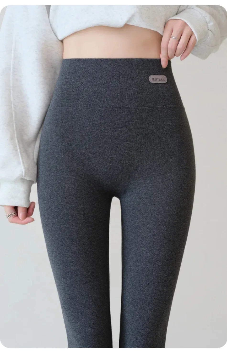 Spring Autumn Women's Knit Leggings Cotton Slimming Tights Fleece Pant Black Stretch Gray Thick Warm Leggings for Women Clothing