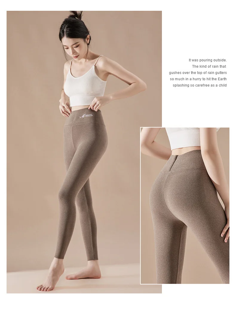 BIVIGAOS Embroidered High Waist Self-Heating Leggings Women Fall Winter Thermal Long Johns DE Velvet Double Sided Fleece Legging