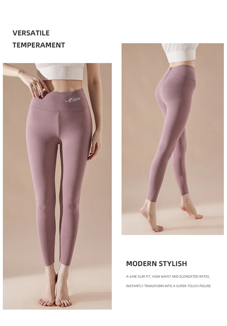 BIVIGAOS Embroidered High Waist Self-Heating Leggings Women Fall Winter Thermal Long Johns DE Velvet Double Sided Fleece Legging