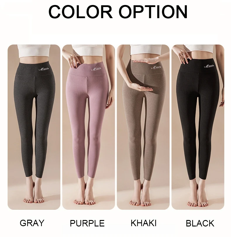 BIVIGAOS Embroidered High Waist Self-Heating Leggings Women Fall Winter Thermal Long Johns DE Velvet Double Sided Fleece Legging