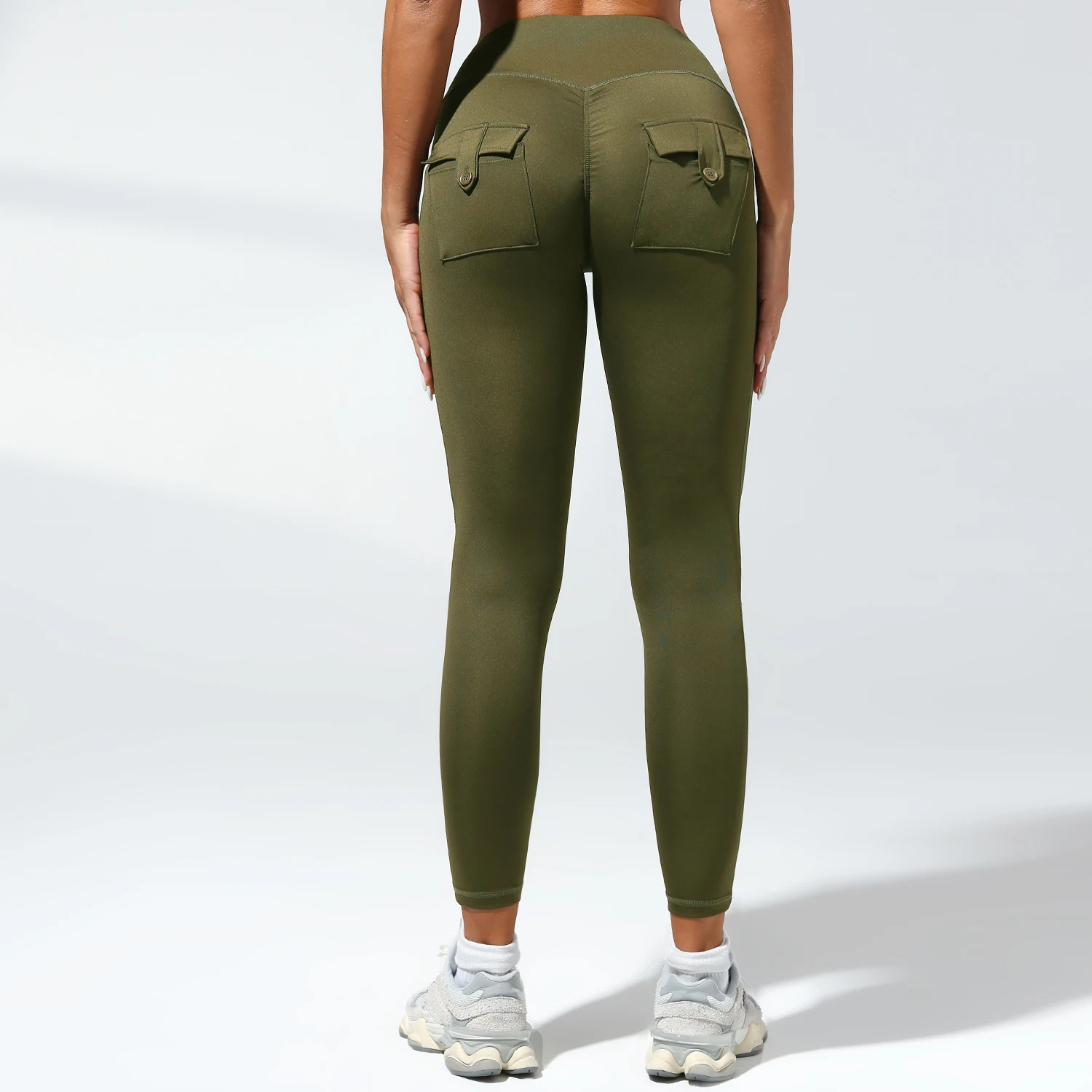 Women's Cargo Pocket Fitness Yoga Leggings With Pockets - High-Waisted Stretch Tights Butt Lift Yoga Running Pants