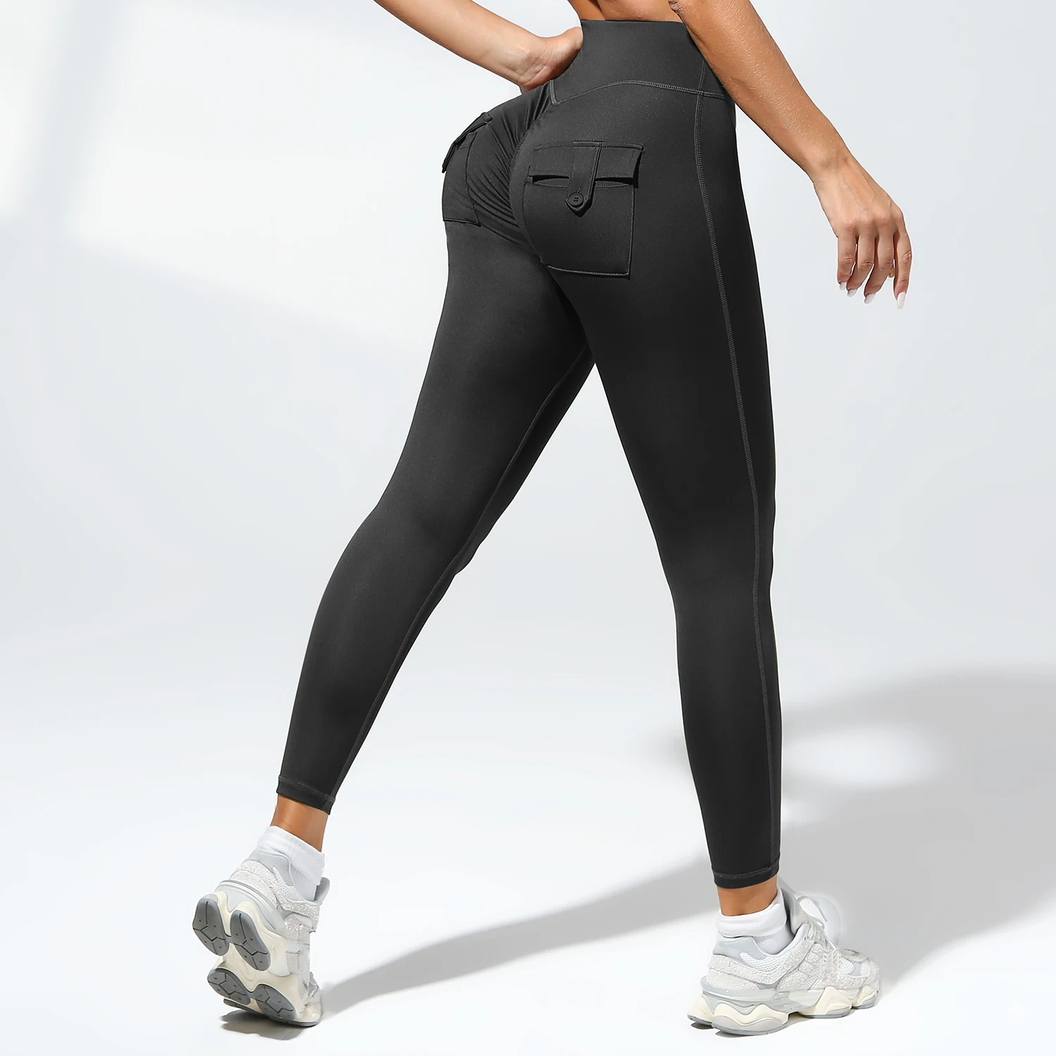 Women's Cargo Pocket Fitness Yoga Leggings With Pockets - High-Waisted Stretch Tights Butt Lift Yoga Running Pants