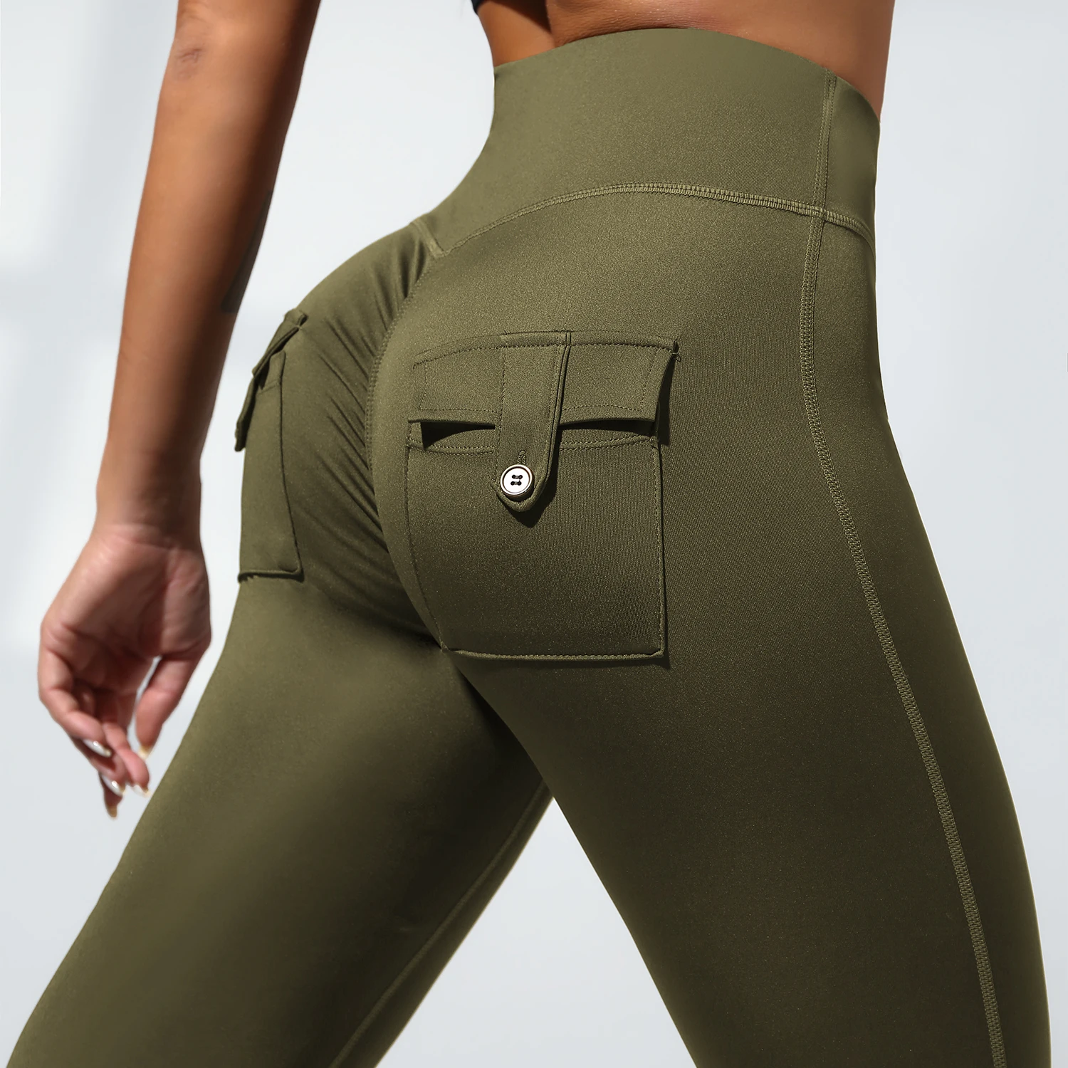 Women's Cargo Pocket Fitness Yoga Leggings With Pockets - High-Waisted Stretch Tights Butt Lift Yoga Running Pants