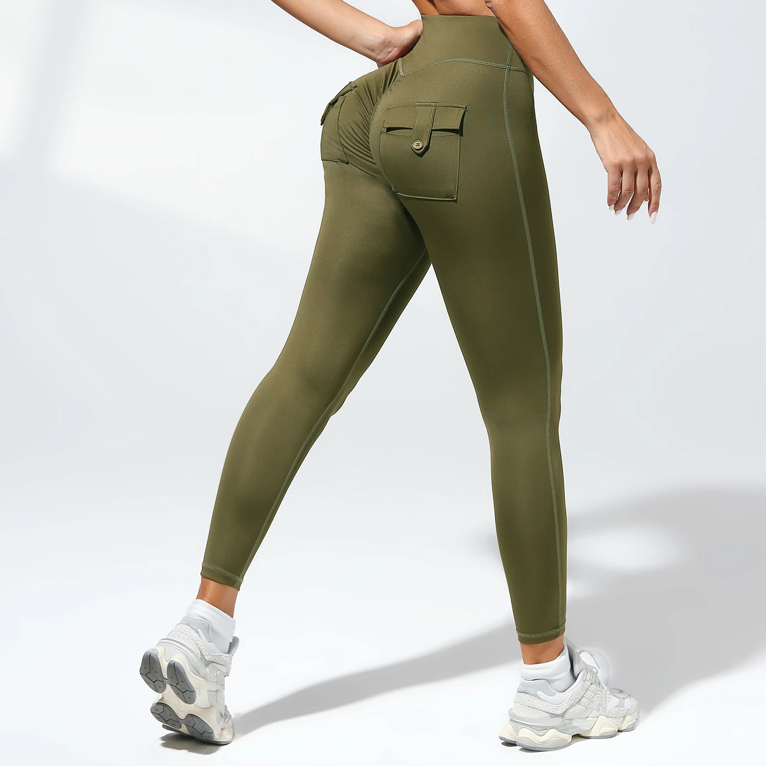 Women's Cargo Pocket Fitness Yoga Leggings With Pockets - High-Waisted Stretch Tights Butt Lift Yoga Running Pants