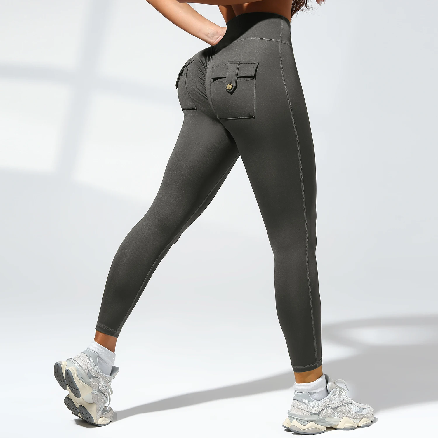 Women's Cargo Pocket Fitness Yoga Leggings With Pockets - High-Waisted Stretch Tights Butt Lift Yoga Running Pants