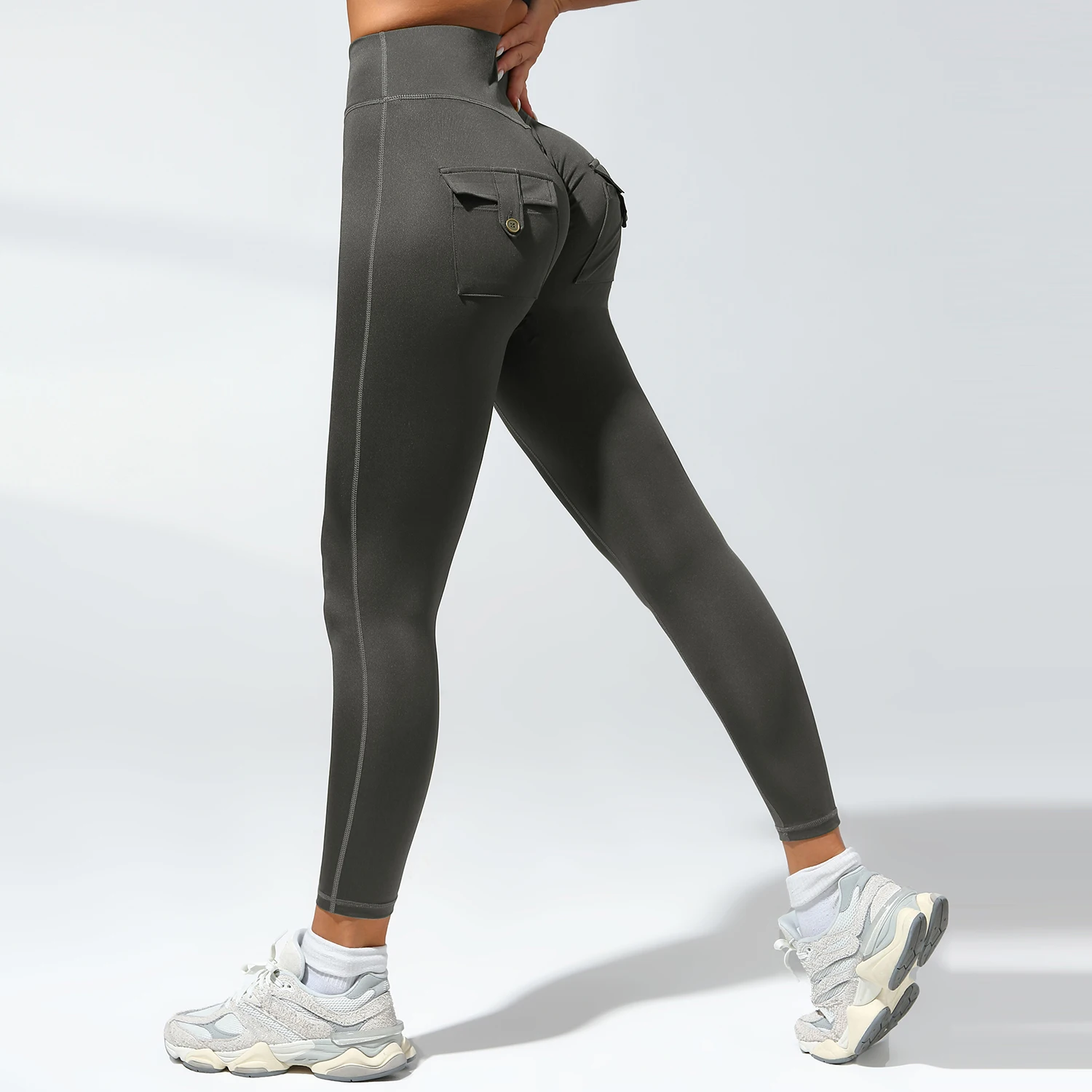 Women's Cargo Pocket Fitness Yoga Leggings With Pockets - High-Waisted Stretch Tights Butt Lift Yoga Running Pants