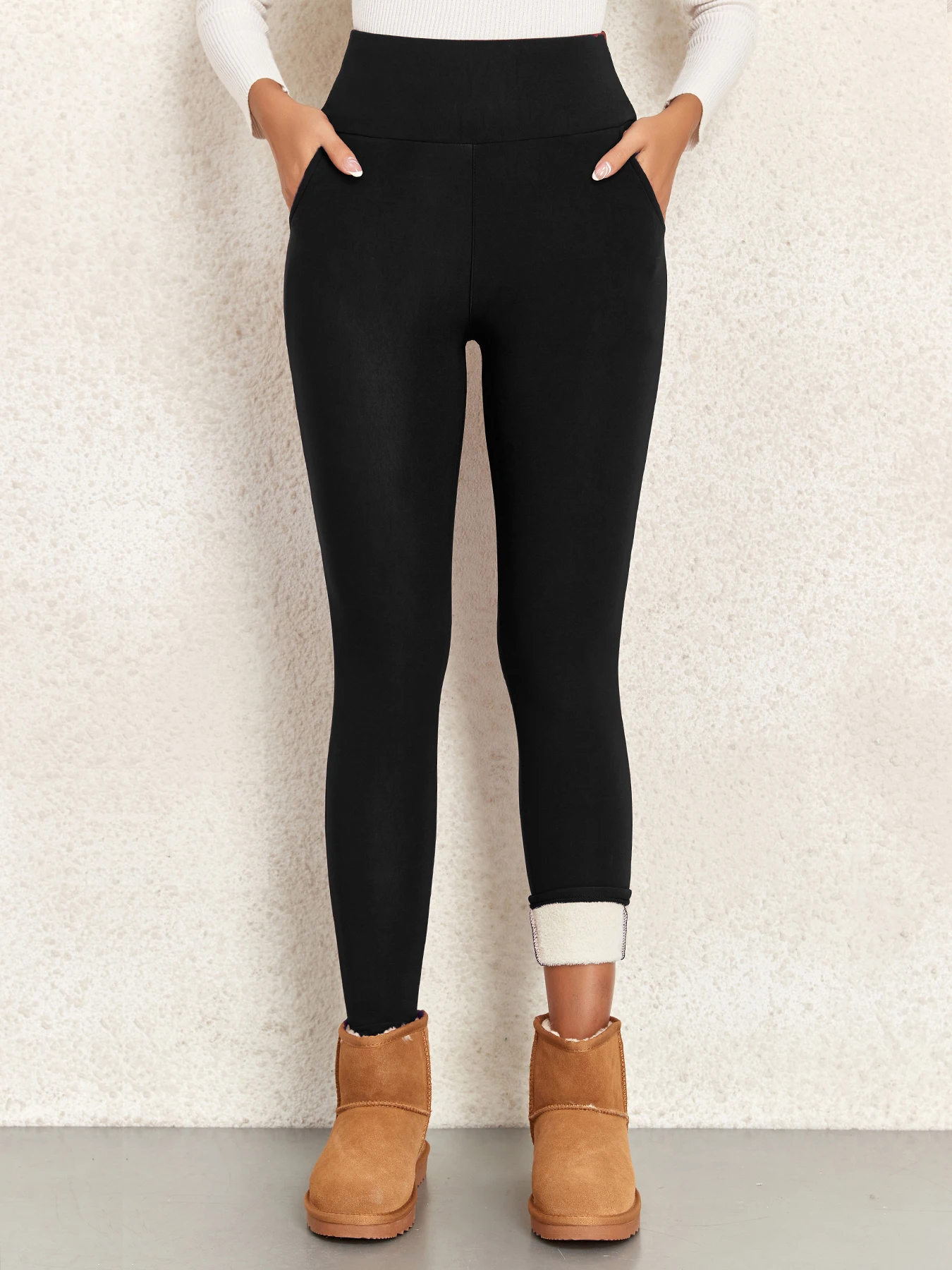 Super Warm Women Velvet Leggings With Pockets Autumn Winter Warm Fleece Tights Prevent Cold Leggings Stretch Leggings