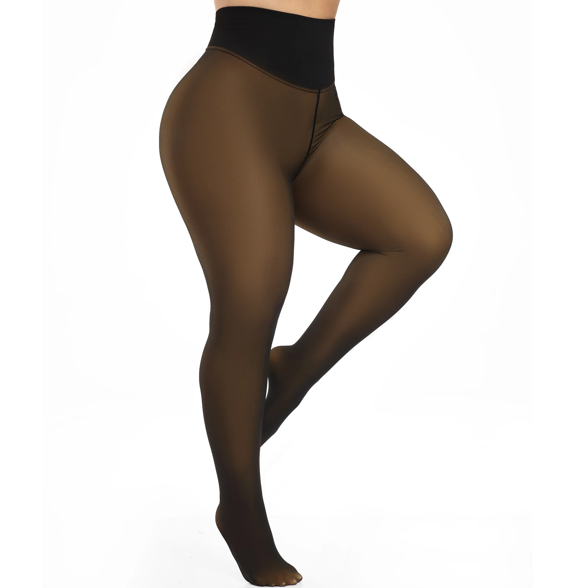 Woman Thermal Tights Sexy Translucent Fleece Leggings Pantyhose Slim Winter Warm Thick Velvet Stockings Female Streetwear Pant