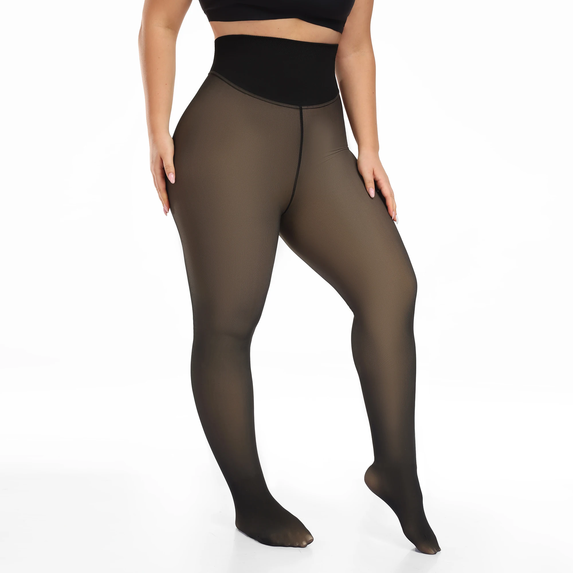 Woman Thermal Tights Sexy Translucent Fleece Leggings Pantyhose Slim Winter Warm Thick Velvet Stockings Female Streetwear Pant