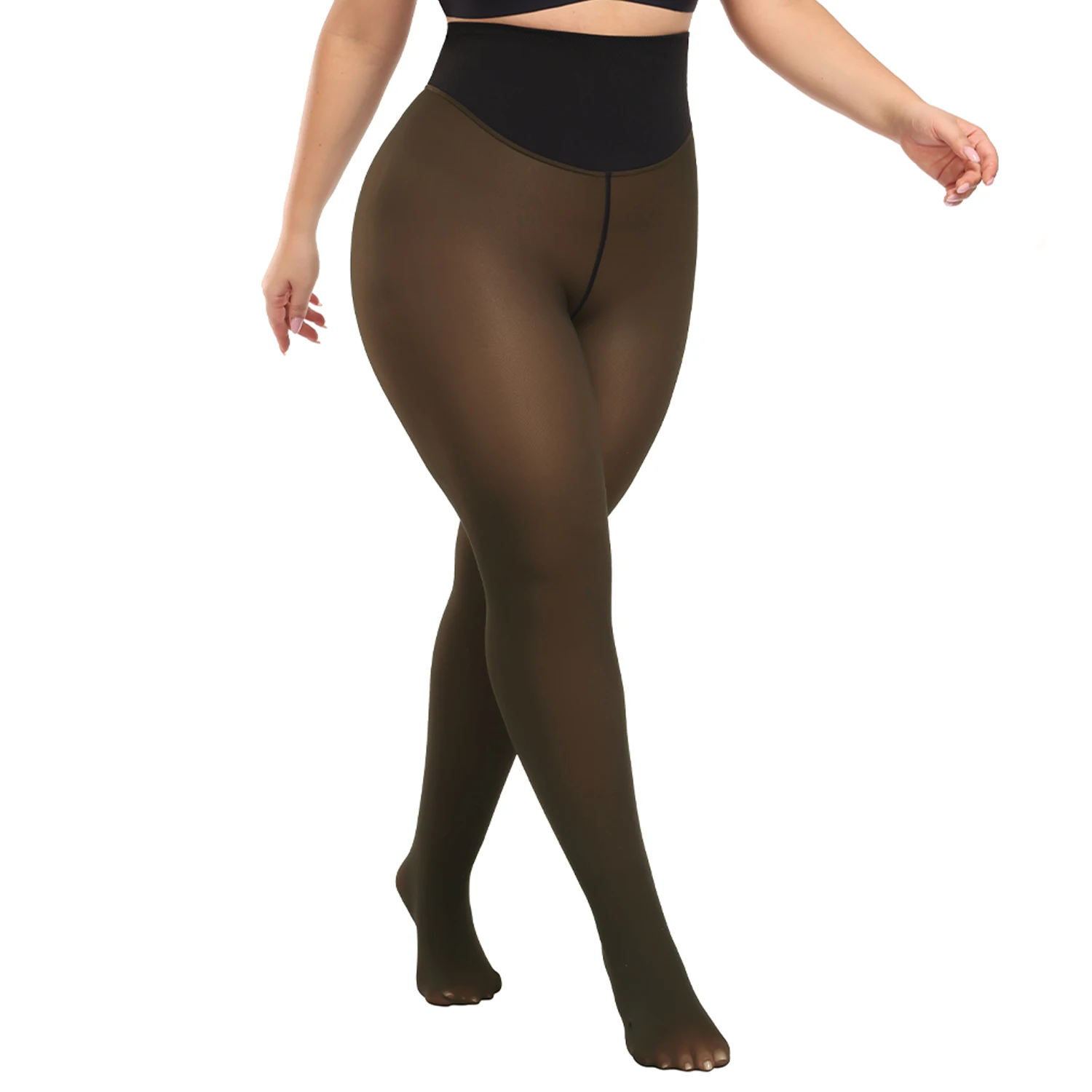 Woman Thermal Tights Sexy Translucent Fleece Leggings Pantyhose Slim Winter Warm Thick Velvet Stockings Female Streetwear Pant