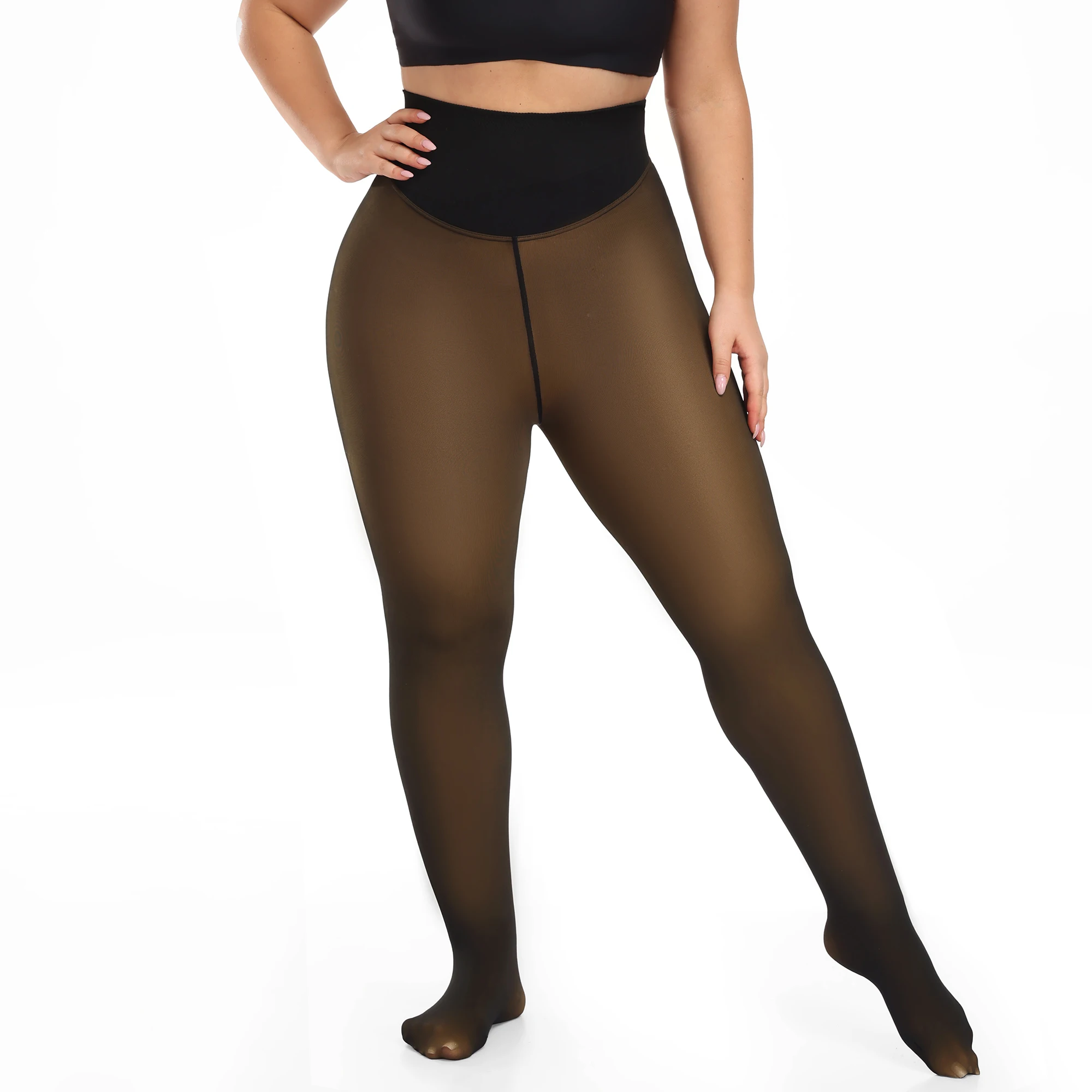 Woman Thermal Tights Sexy Translucent Fleece Leggings Pantyhose Slim Winter Warm Thick Velvet Stockings Female Streetwear Pant