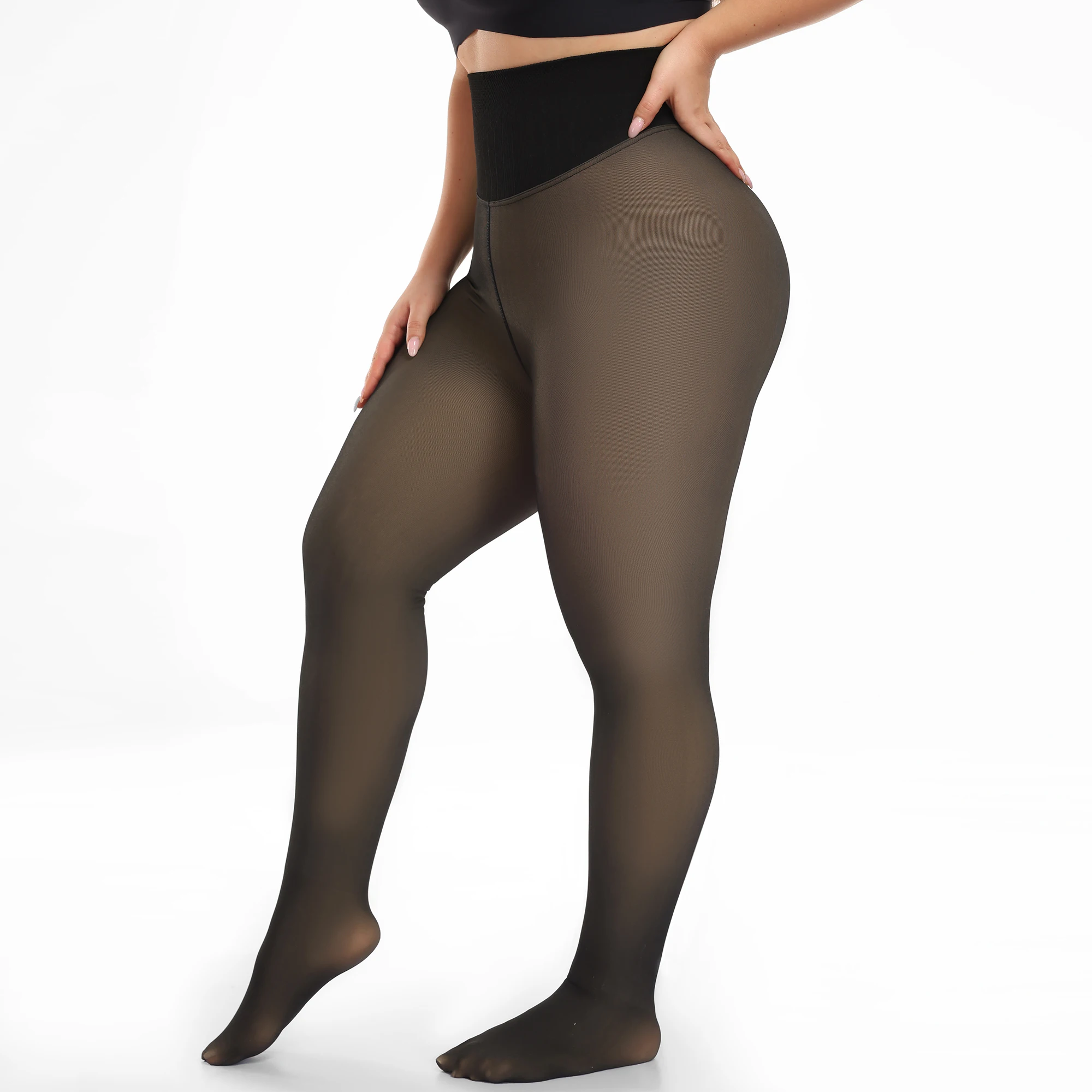Woman Thermal Tights Sexy Translucent Fleece Leggings Pantyhose Slim Winter Warm Thick Velvet Stockings Female Streetwear Pant