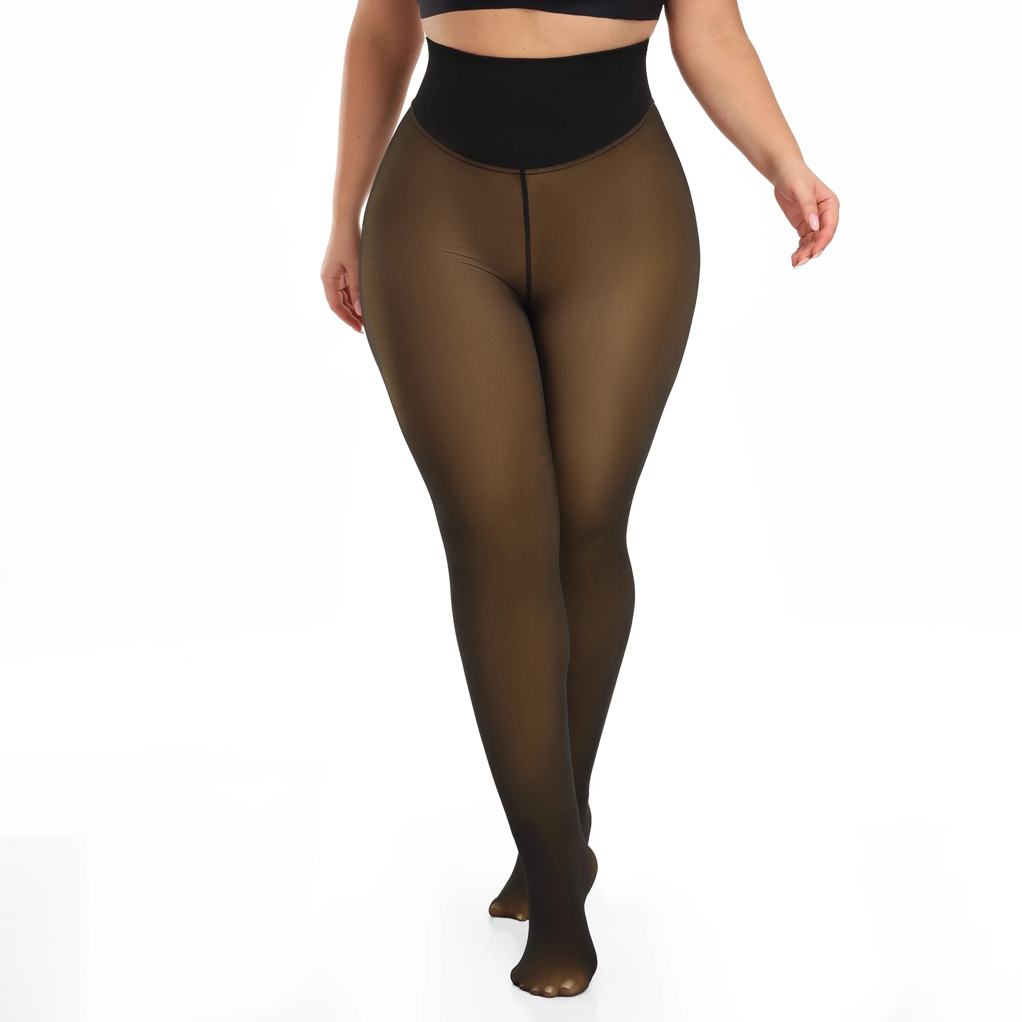 Woman Thermal Tights Sexy Translucent Fleece Leggings Pantyhose Slim Winter Warm Thick Velvet Stockings Female Streetwear Pant
