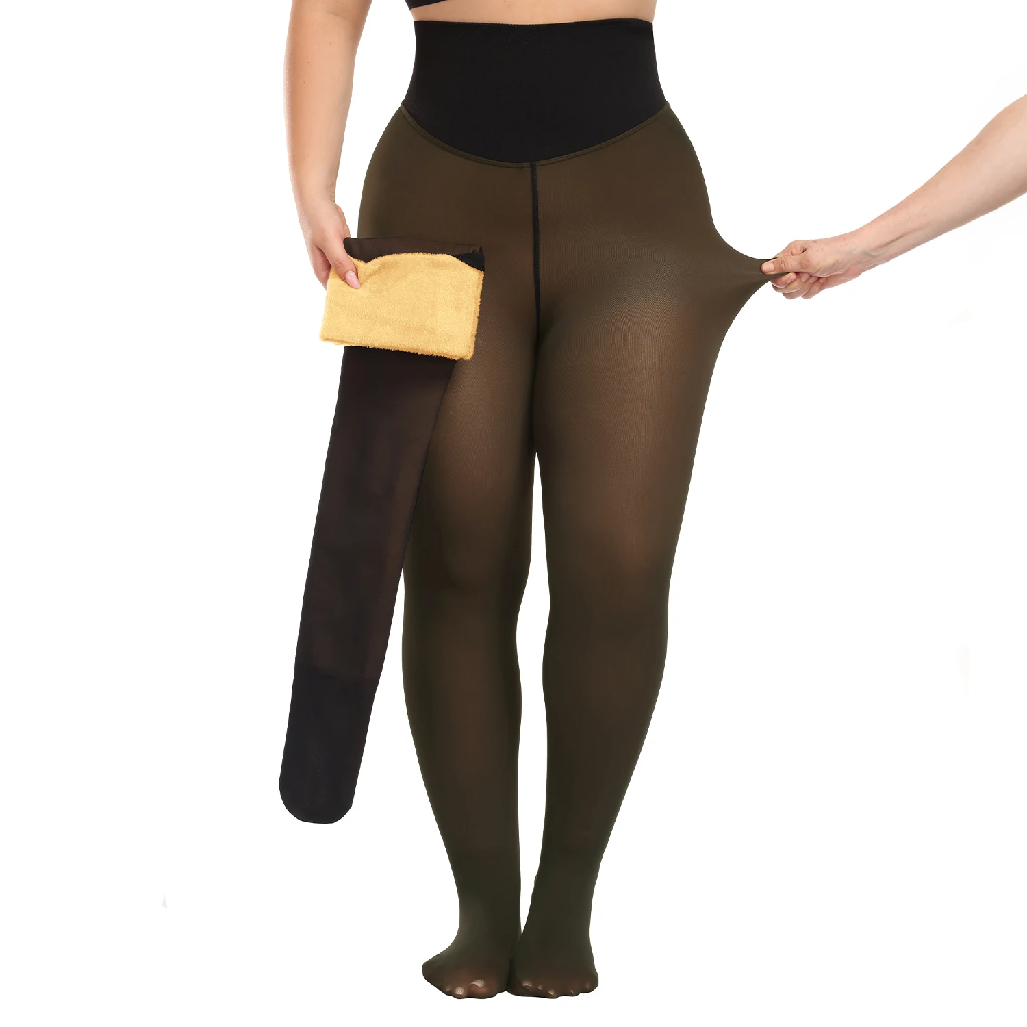 Woman Thermal Tights Sexy Translucent Fleece Leggings Pantyhose Slim Winter Warm Thick Velvet Stockings Female Streetwear Pant