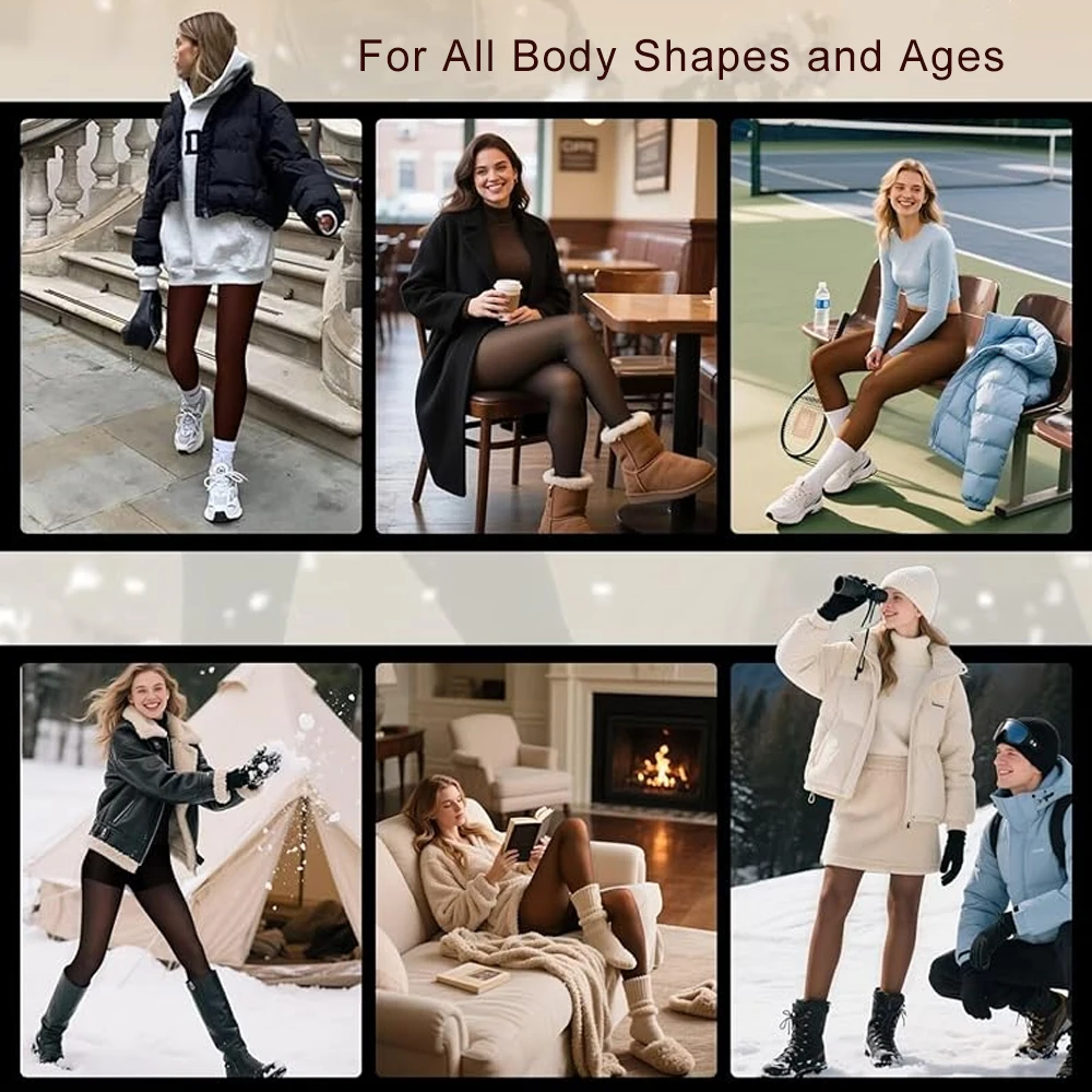 Woman Thermal Tights Sexy Translucent Fleece Leggings Pantyhose Slim Winter Warm Thick Velvet Stockings Female Streetwear Pant