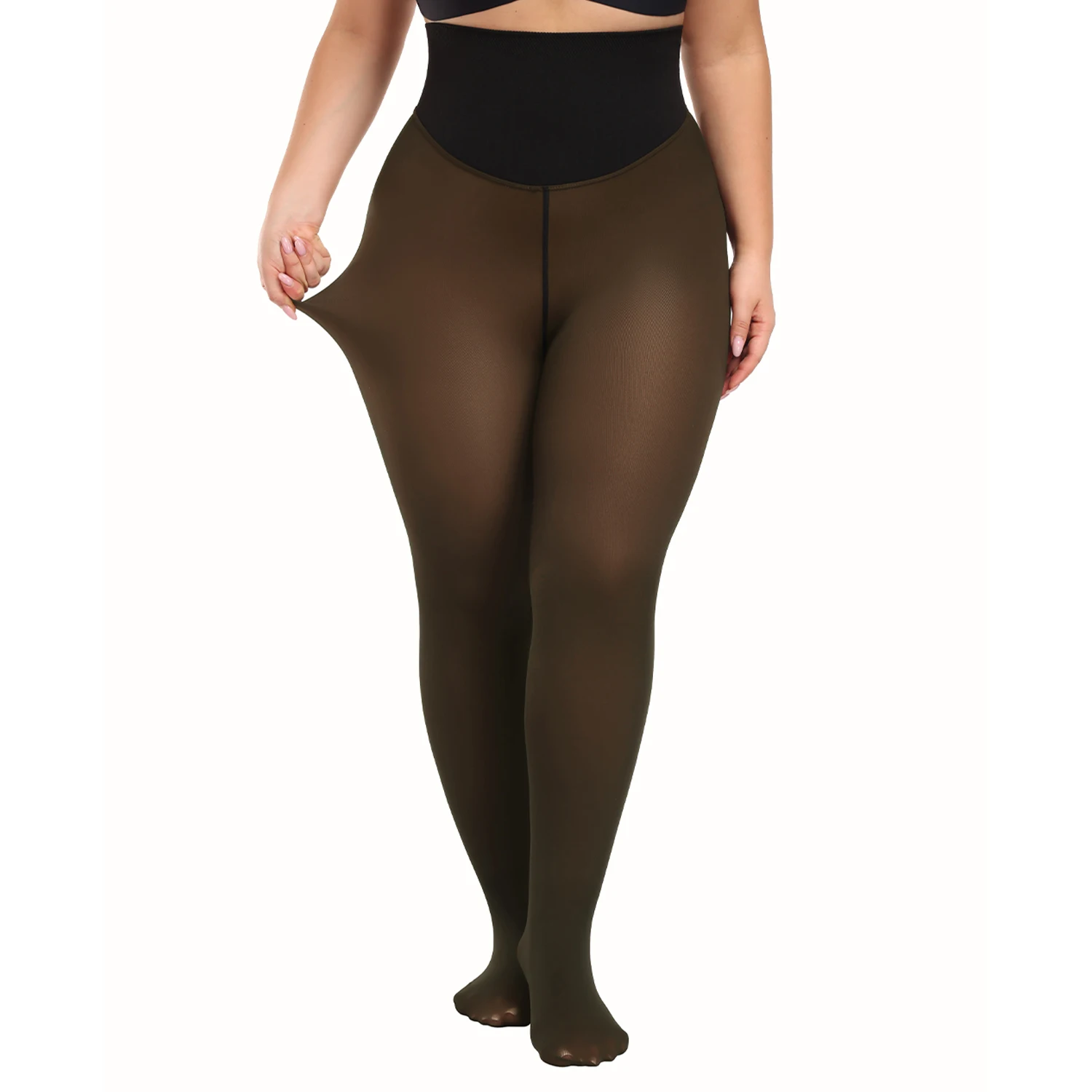 Woman Thermal Tights Sexy Translucent Fleece Leggings Pantyhose Slim Winter Warm Thick Velvet Stockings Female Streetwear Pant