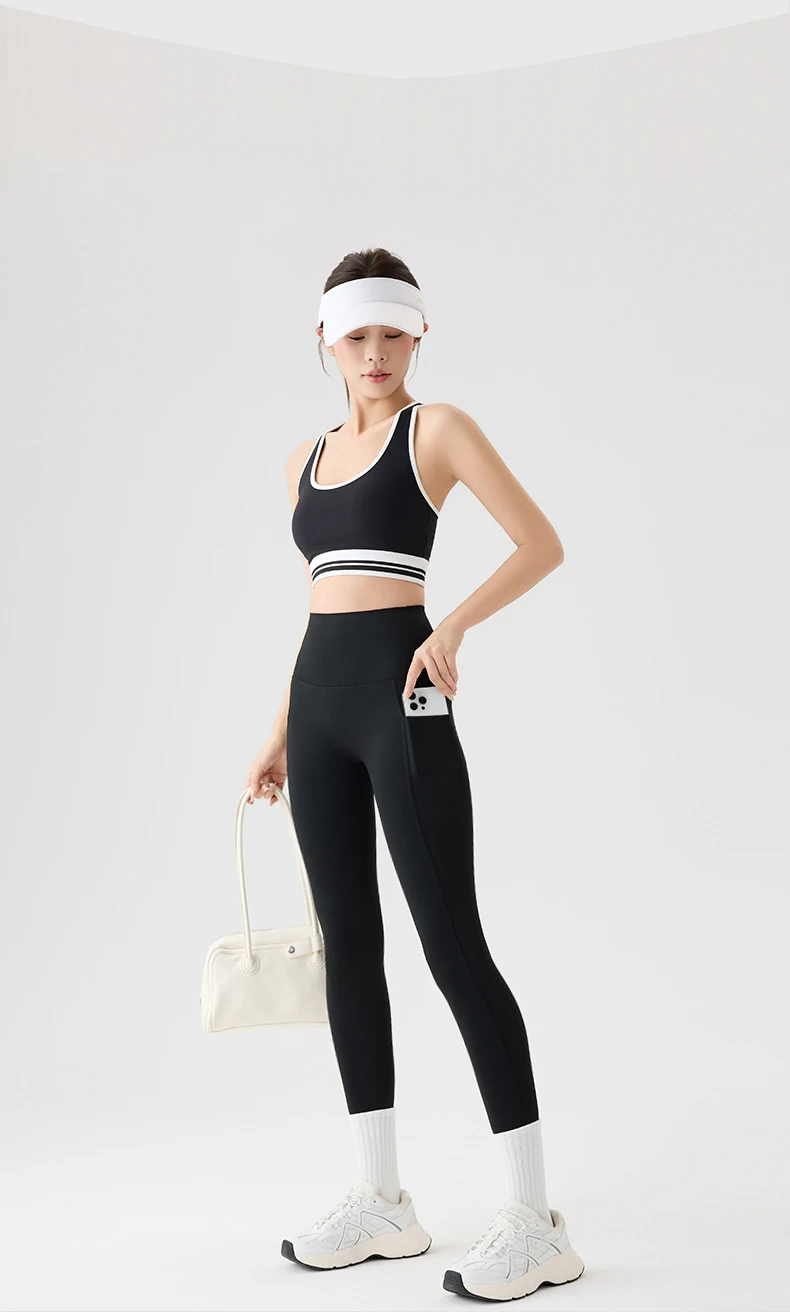 BIVIGAOS Spring Autumn Double Side Pocket Sharkskin Leggings Women Tight Elastic High Waist Sports Fitness Running Leggings