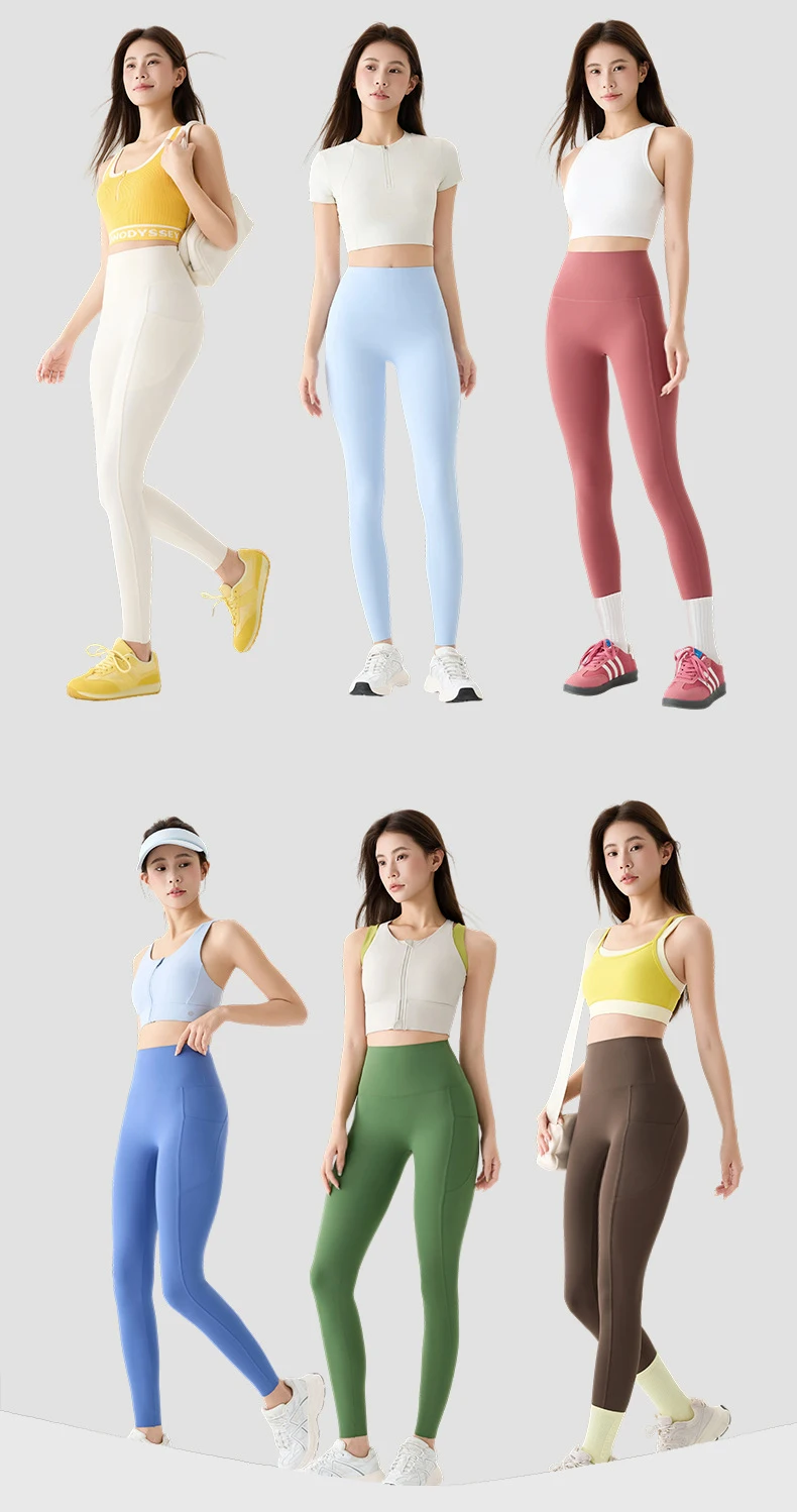 BIVIGAOS Spring Autumn Double Side Pocket Sharkskin Leggings Women Tight Elastic High Waist Sports Fitness Running Leggings