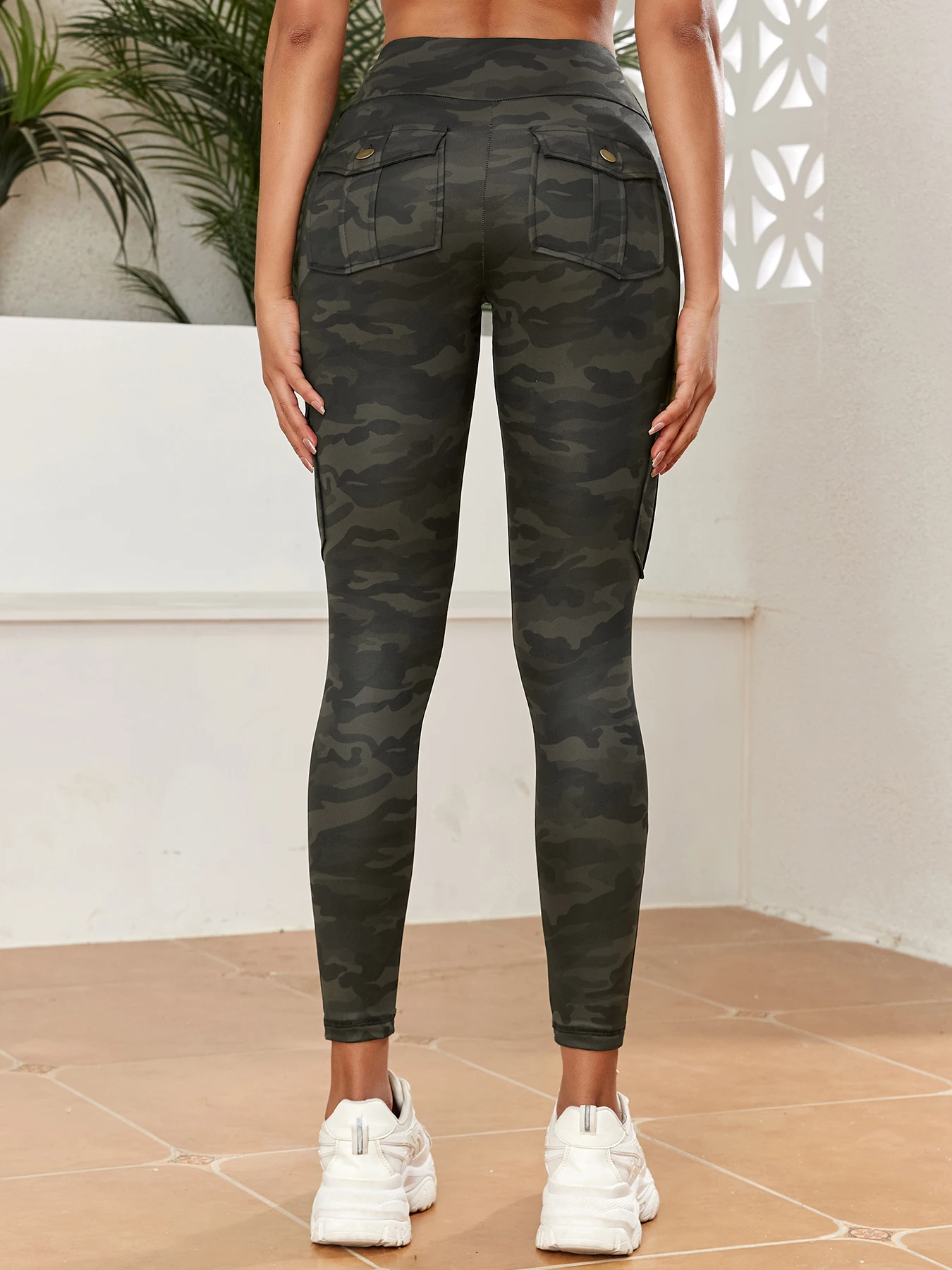 Women's Camouflage Printed Sexy Cargo Leggings Sports Daily Tight Pants High Waist Slim Fit Tight Pant