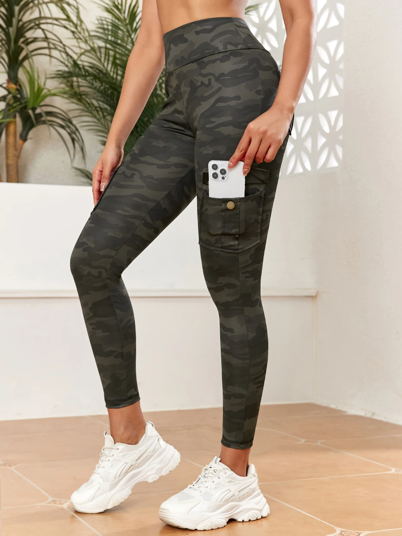 Women's Camouflage Printed Sexy Cargo Leggings Sports Daily Tight Pants High Waist Slim Fit Tight Pant