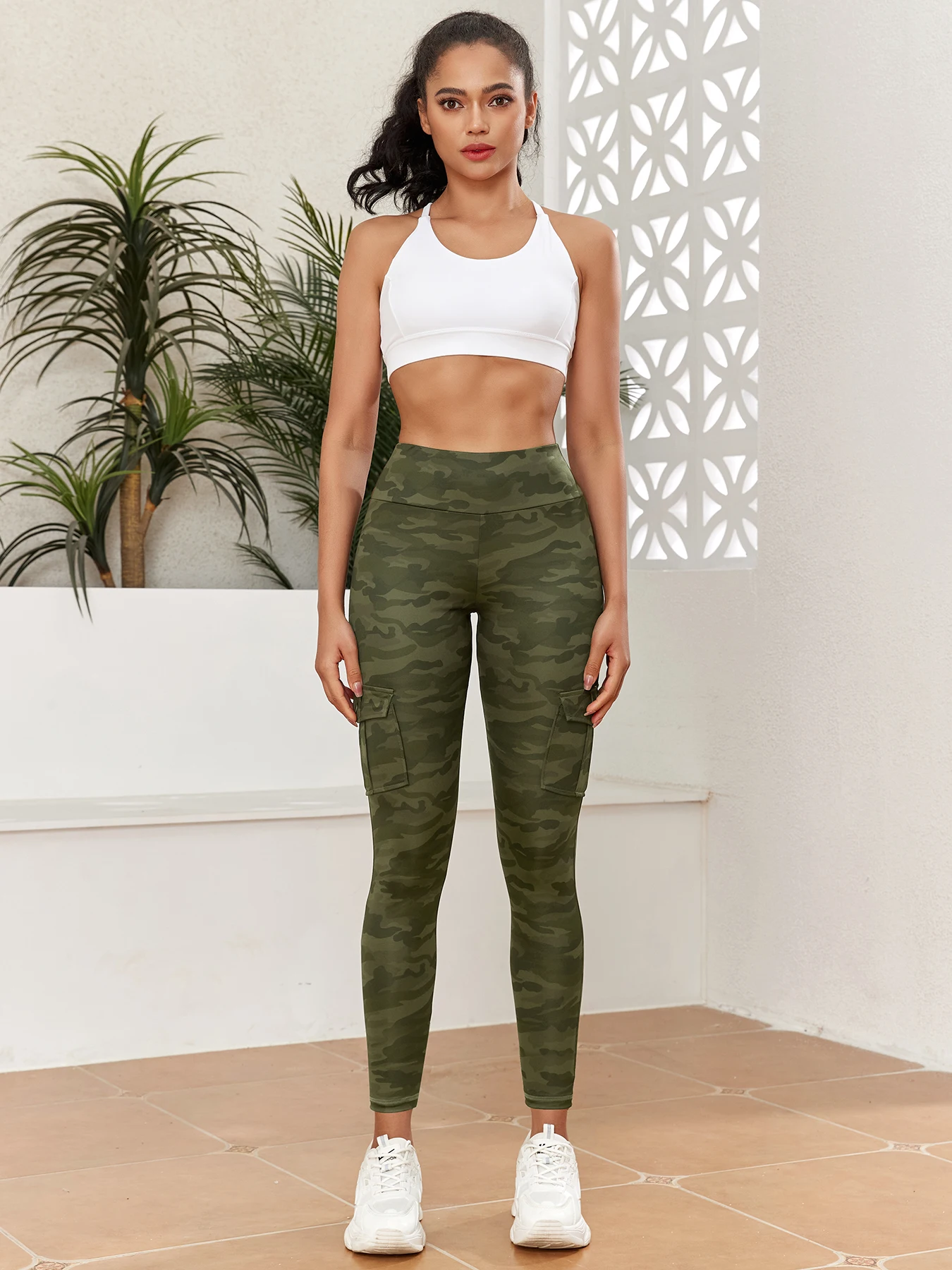 Women's Camouflage Printed Sexy Cargo Leggings Sports Daily Tight Pants High Waist Slim Fit Tight Pant