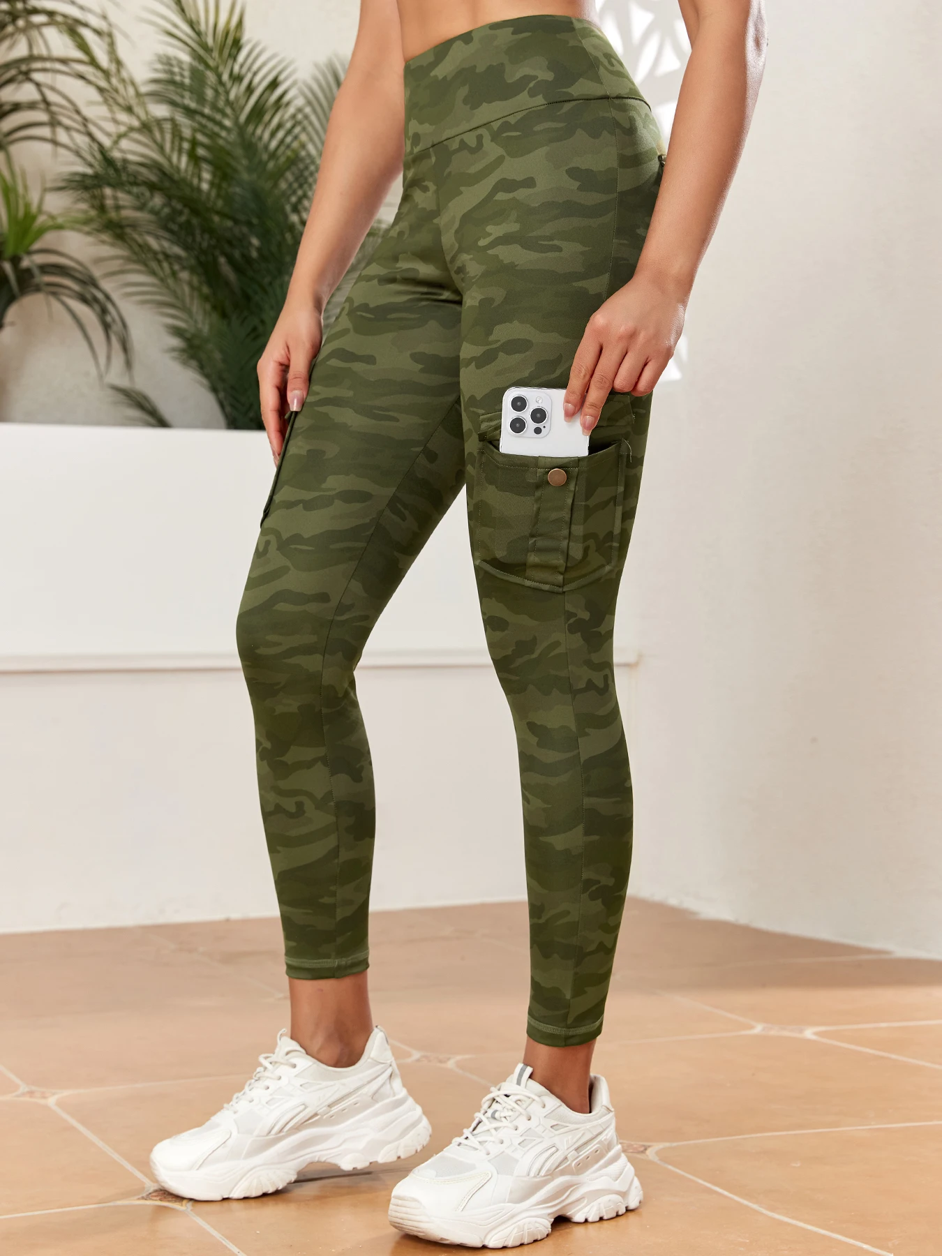 Women's Camouflage Printed Sexy Cargo Leggings Sports Daily Tight Pants High Waist Slim Fit Tight Pant