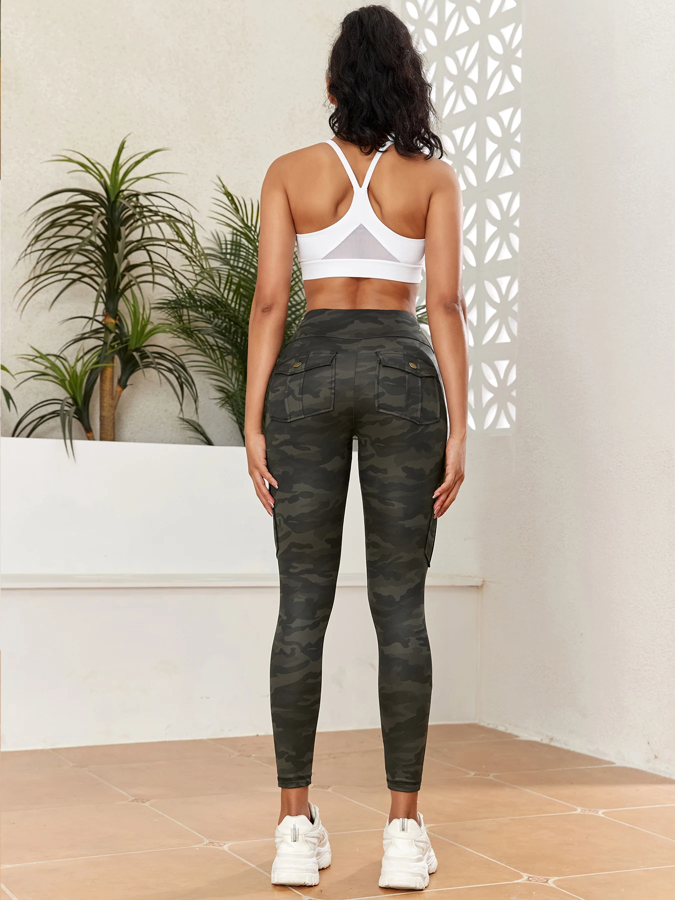 Women's Camouflage Printed Sexy Cargo Leggings Sports Daily Tight Pants High Waist Slim Fit Tight Pant