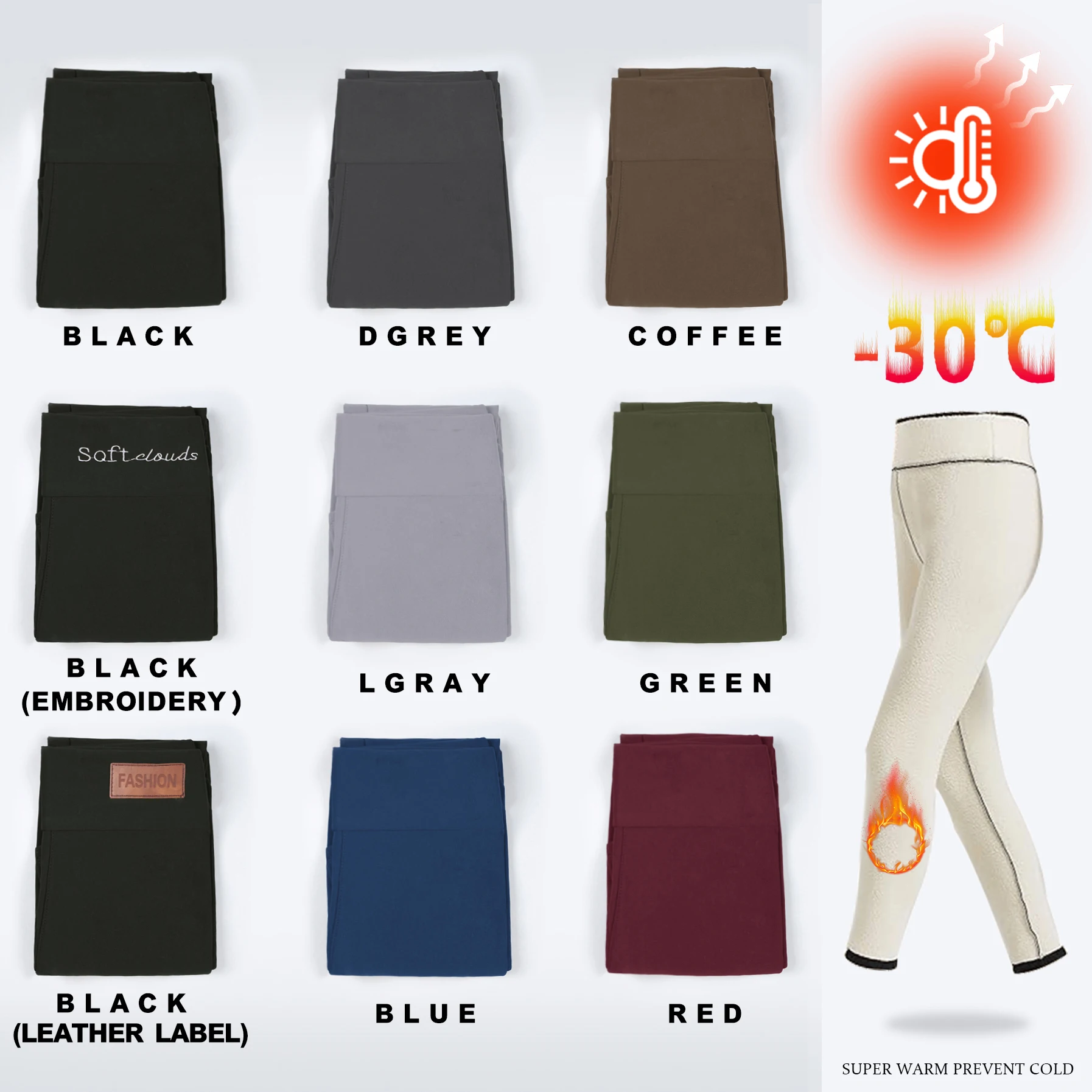 Winter Fleece Lined Soft High Waisted Leggings Women Thermal Thick Stretch Tummy Control Warm Casual Pants