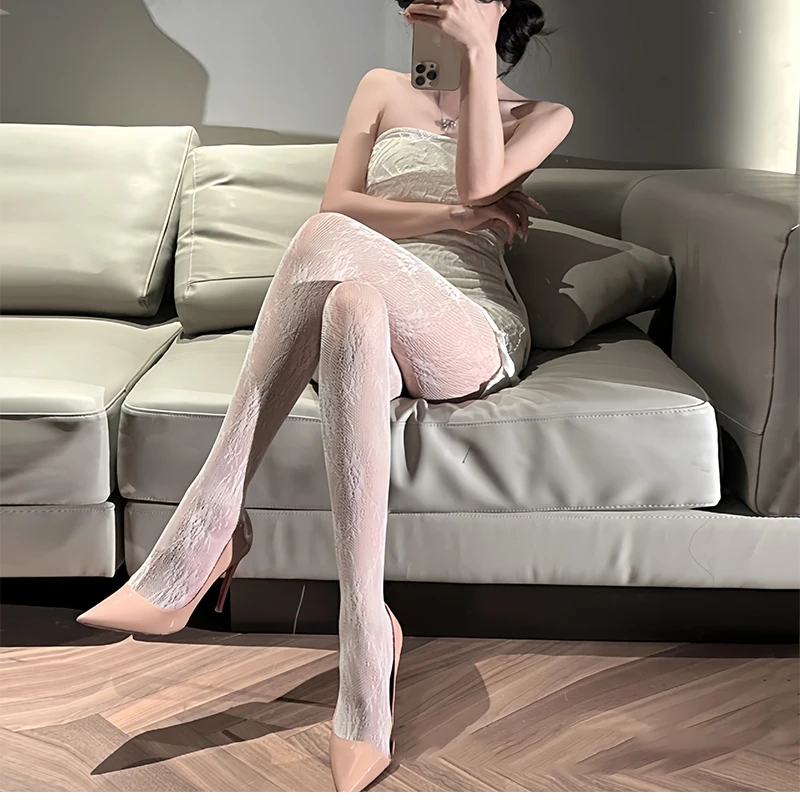 Lolita Tights Retro Rose Vine Mesh Socks Sexy Lace Fishnet Socks Thin Pantyhose Hollowed Out Breathable Elasticity Pantyhose