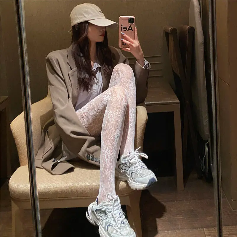 Lolita Tights Retro Rose Vine Mesh Socks Sexy Lace Fishnet Socks Thin Pantyhose Hollowed Out Breathable Elasticity Pantyhose